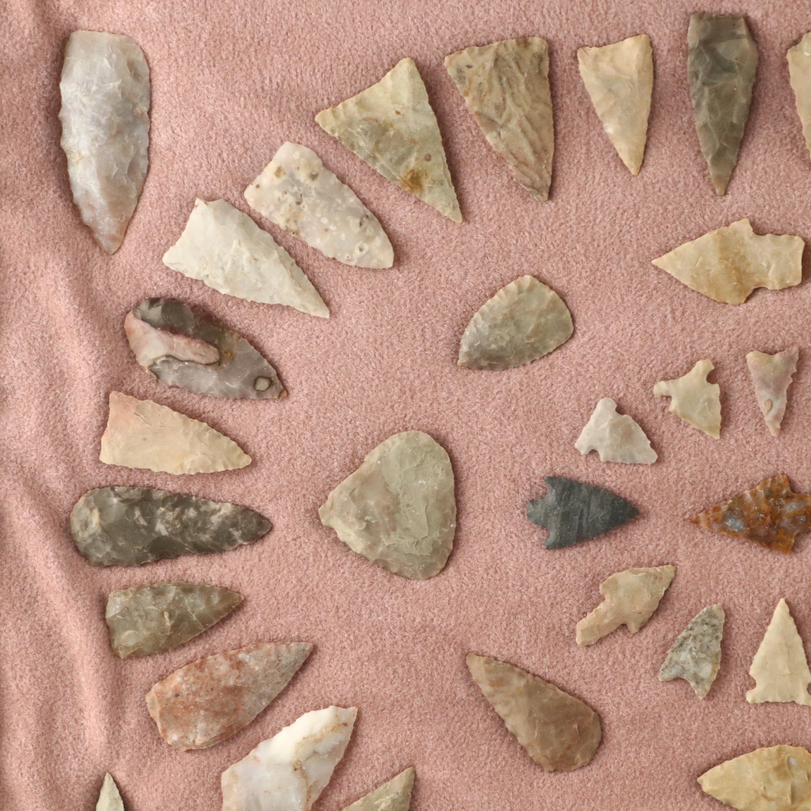 Indigenous Flint, Chert and Other Stone Arrowheads and Points