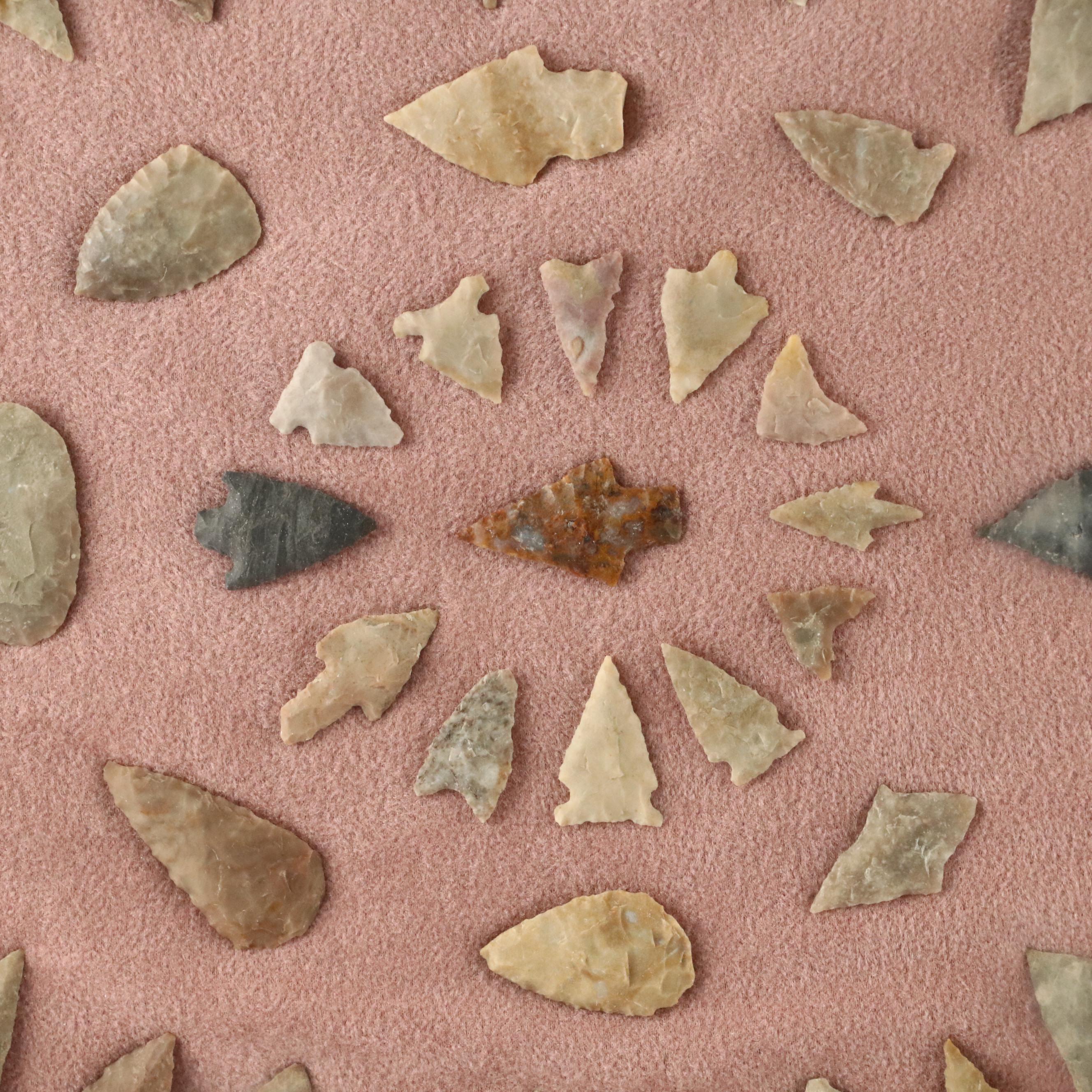 Indigenous Flint, Chert and Other Stone Arrowheads and Points