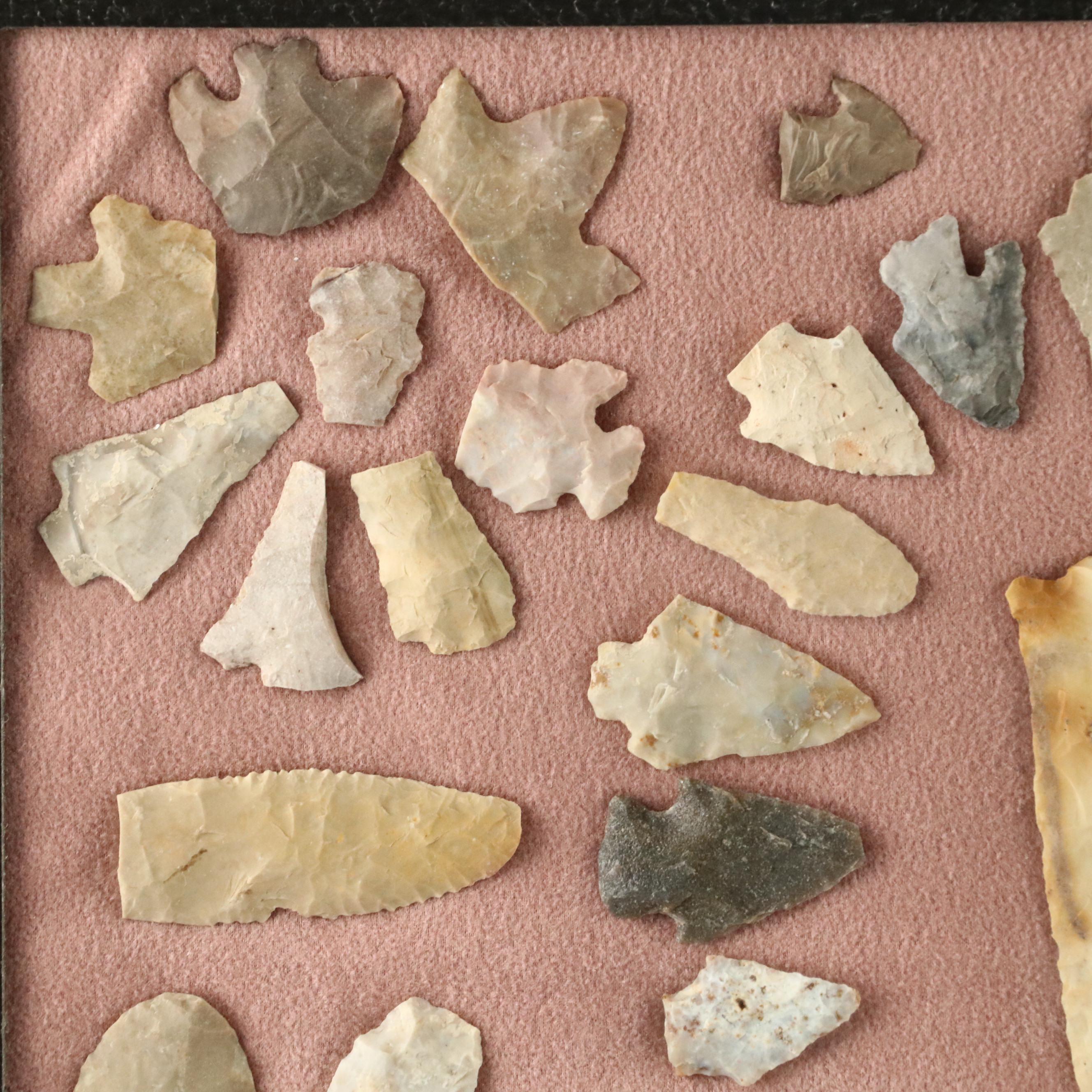 Indigenous Knapped Flint, Chert and Other Stone Arrowheads, Points and Scrapers