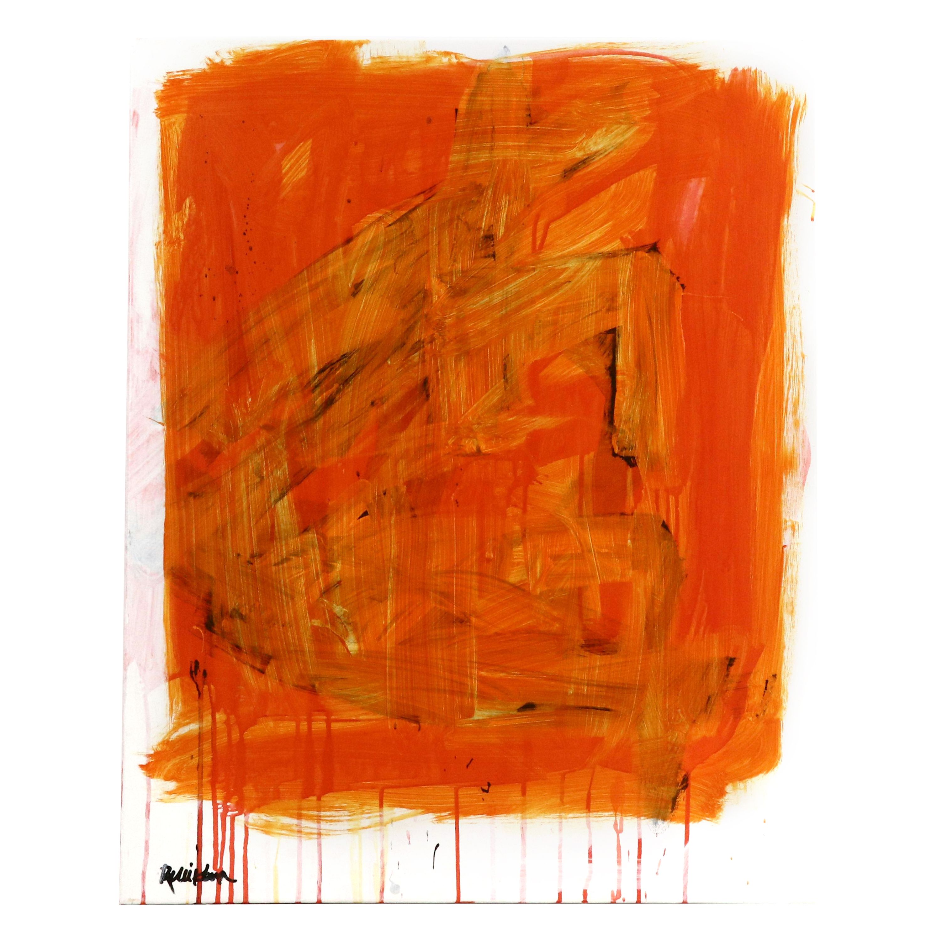 Robbie Kemper Abstract Acrylic Painting "Orange Paint Out," 2024