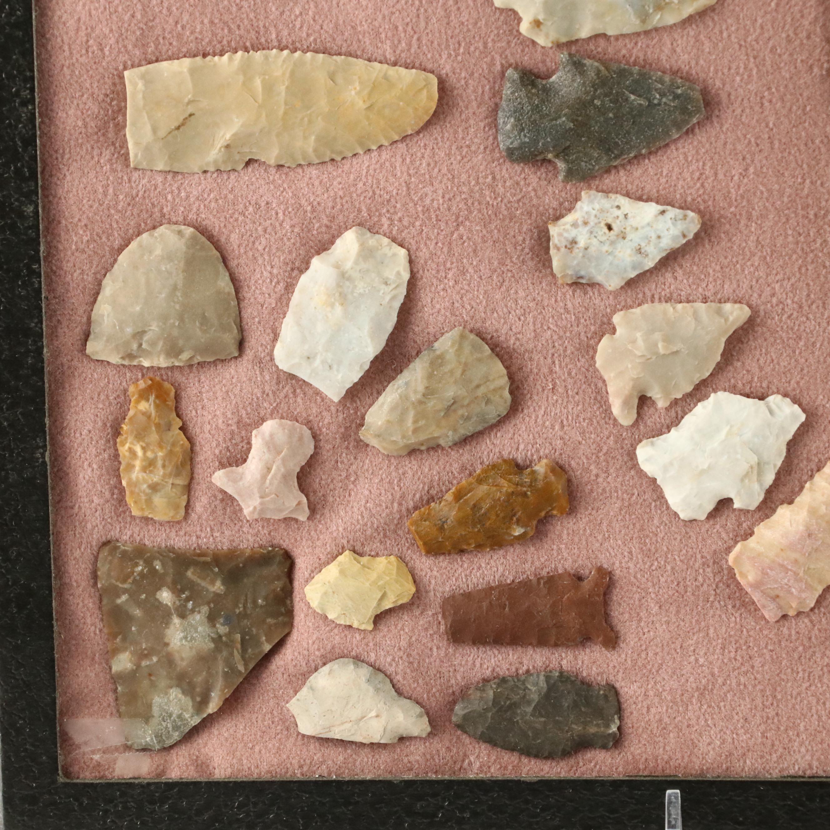 Indigenous Knapped Flint, Chert and Other Stone Arrowheads, Points and Scrapers