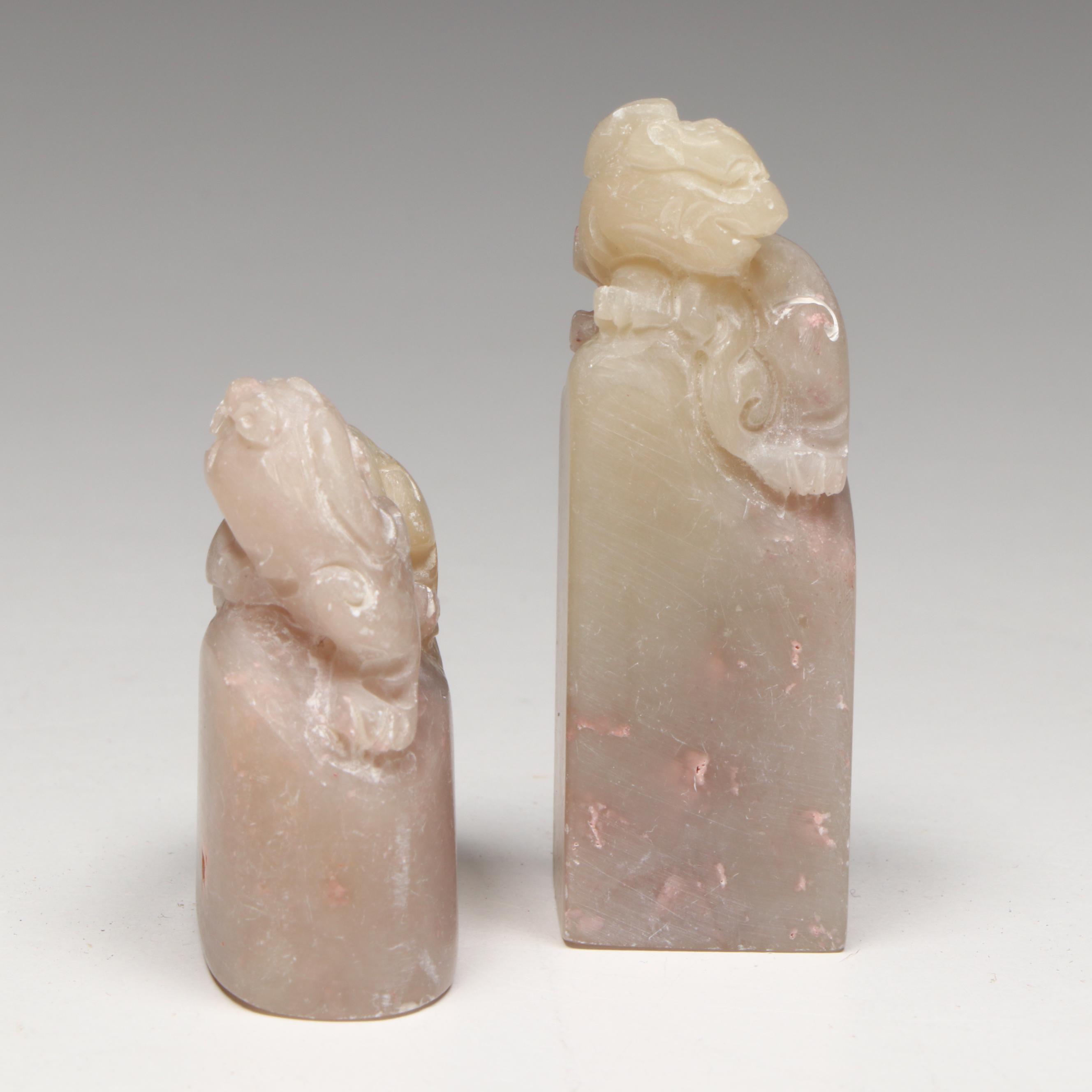 Chinese Carved Soapstone Qilin Seals