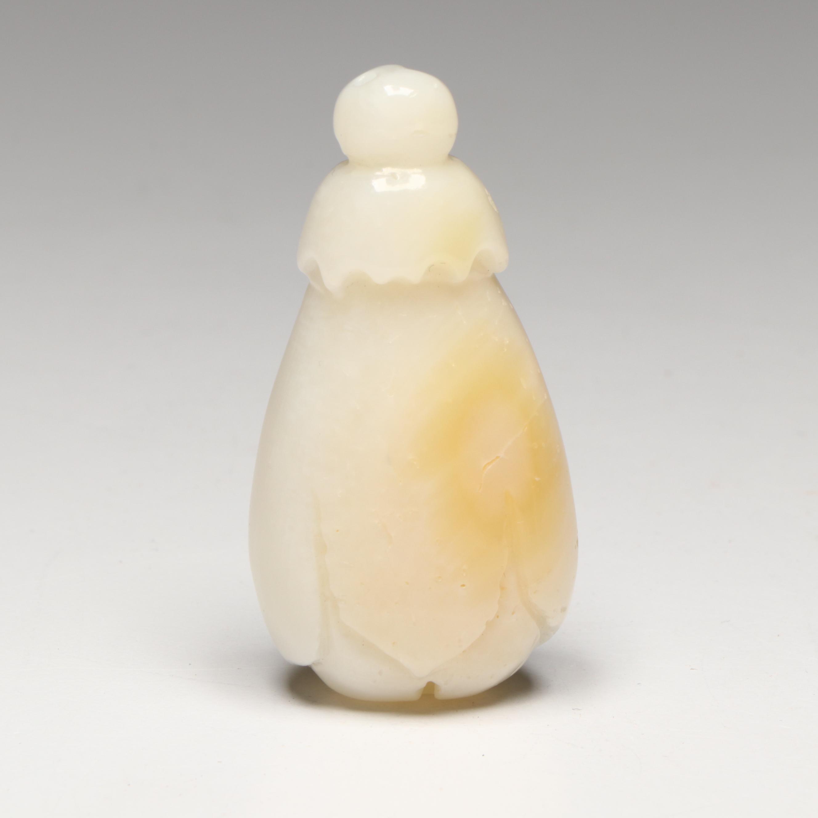 Chinese Carved Serpentine Flower Bud