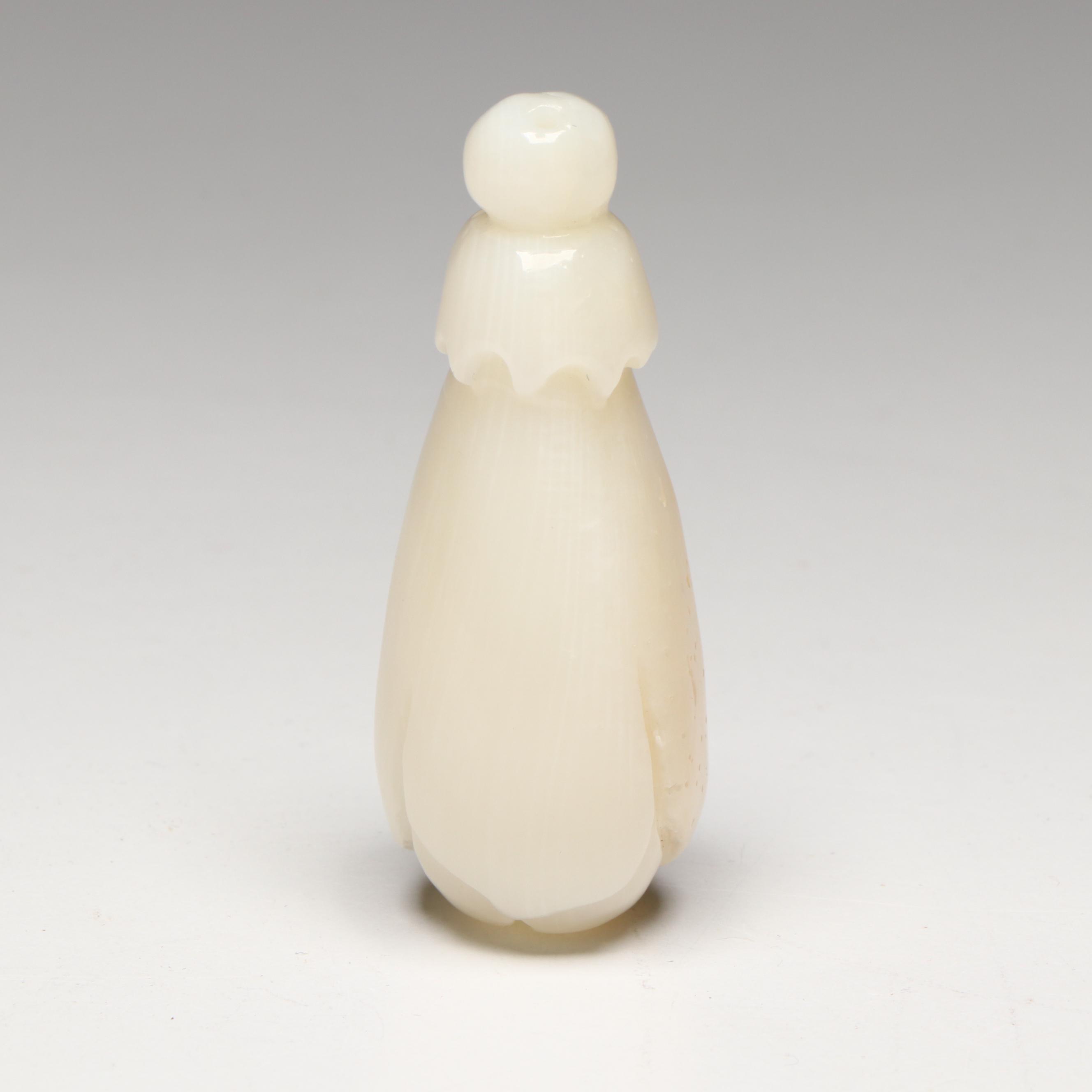 Chinese Carved Serpentine Flower Bud