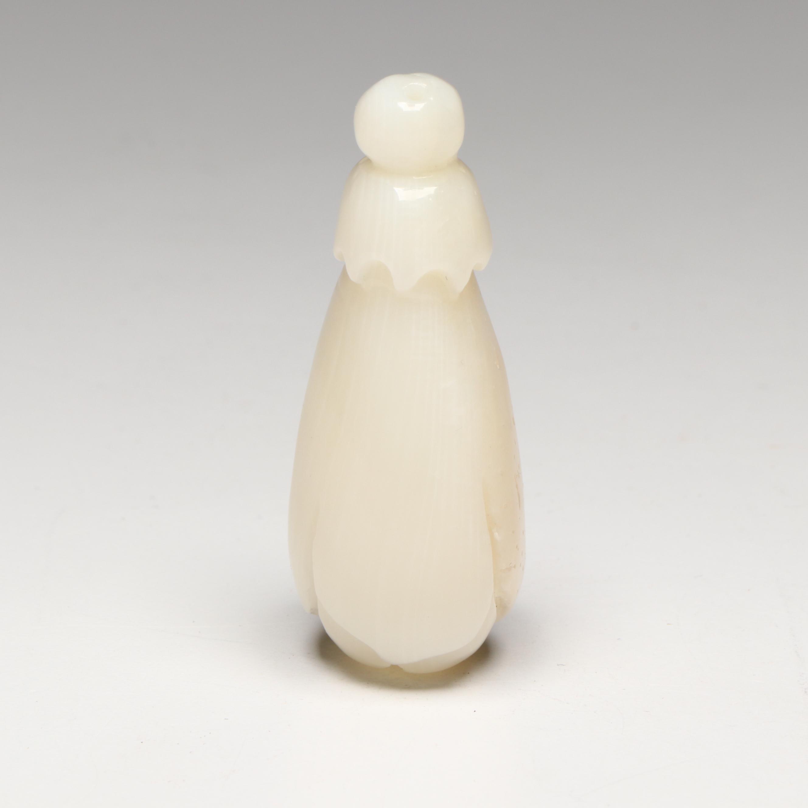 Chinese Carved Serpentine Flower Bud