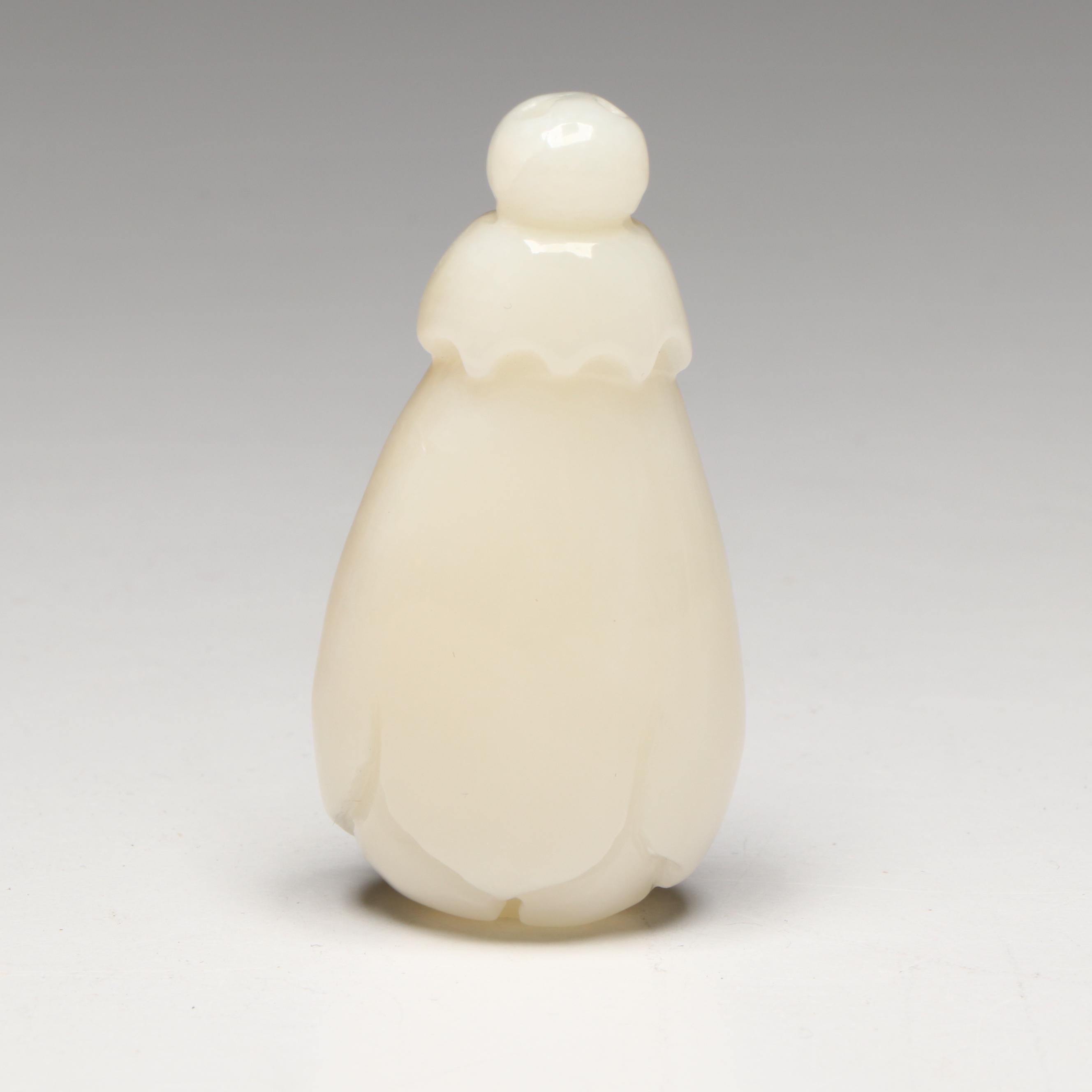 Chinese Carved Serpentine Flower Bud