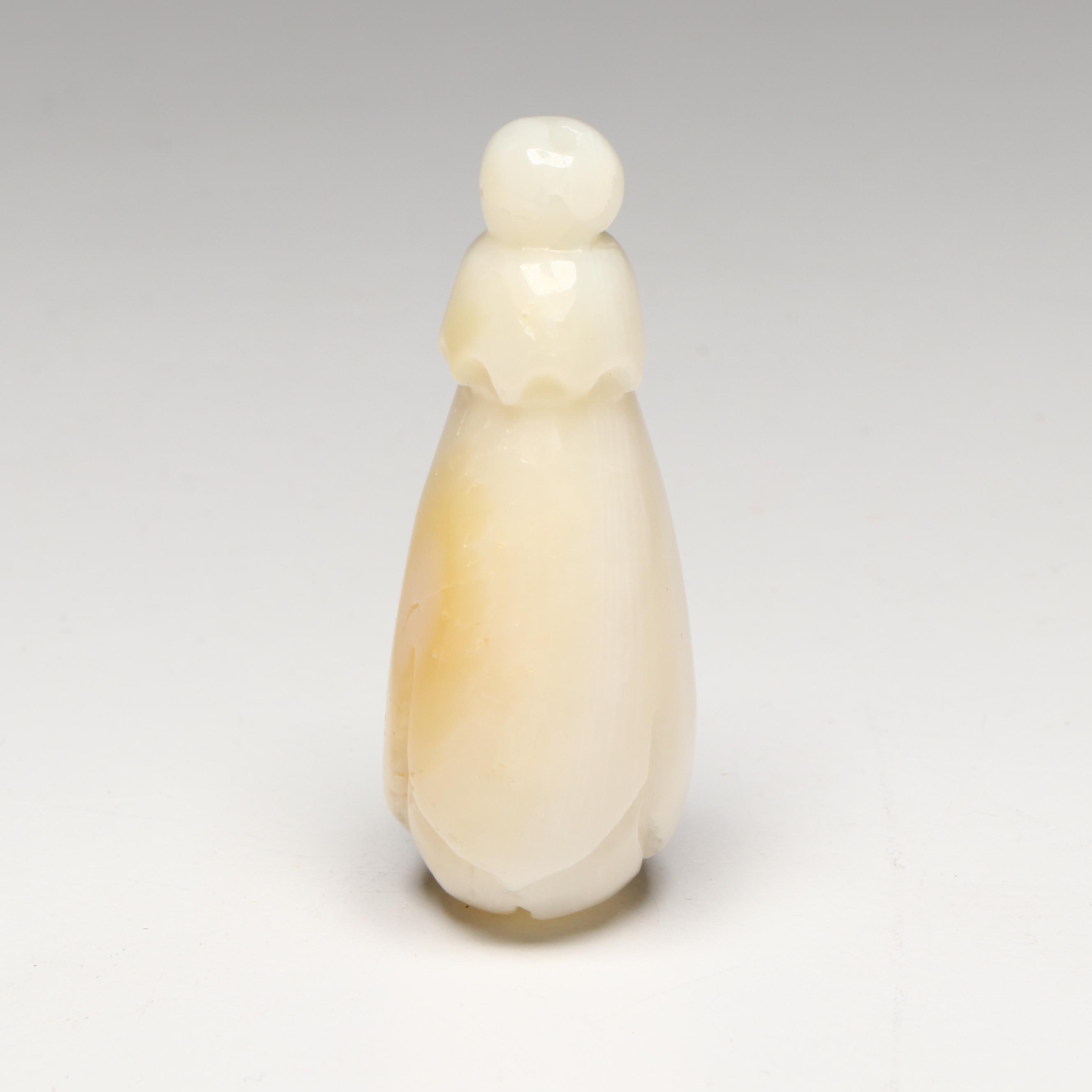 Chinese Carved Serpentine Flower Bud