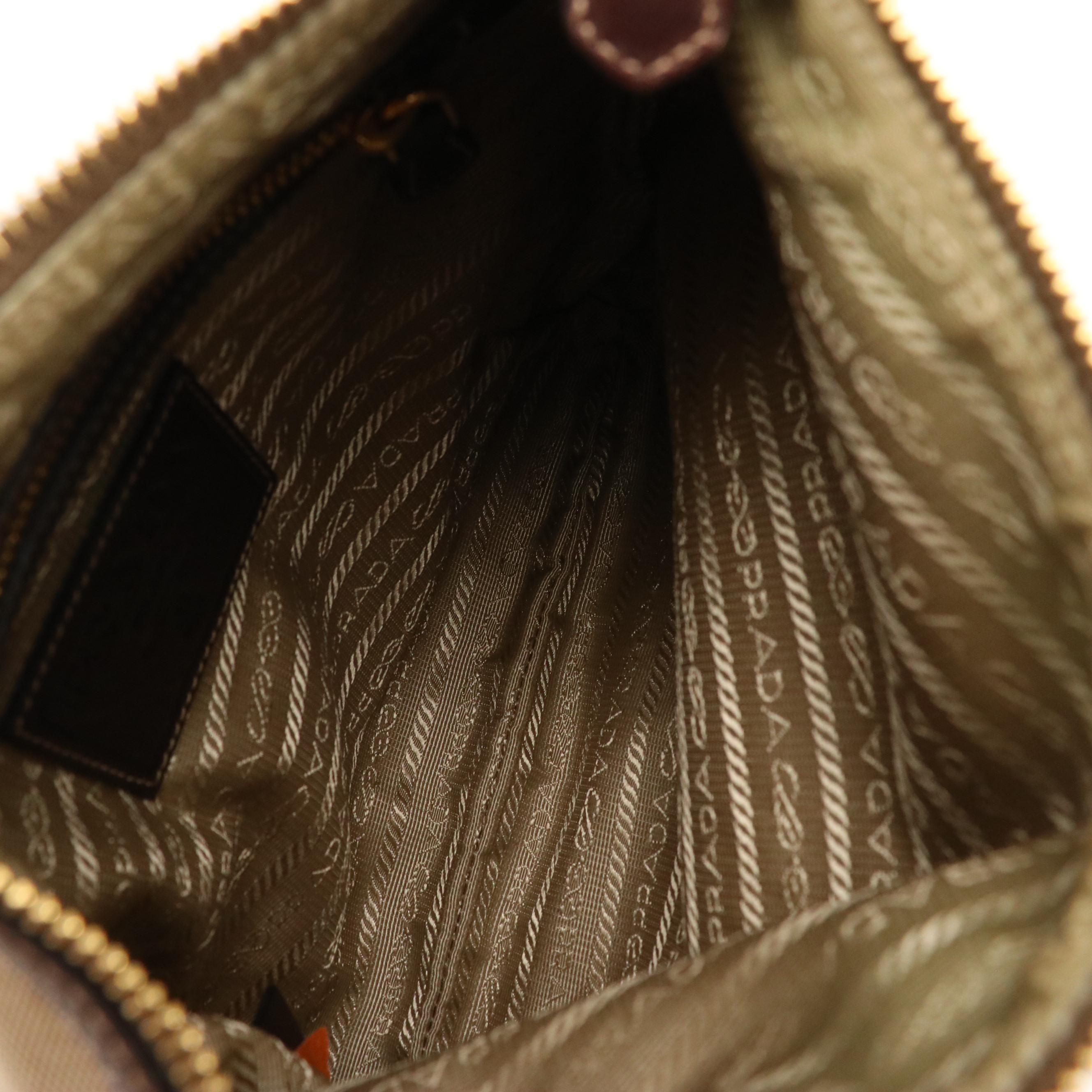 Prada Shoulder Bag BT0534 in Logo Jacquard Canvas with Leather Trim