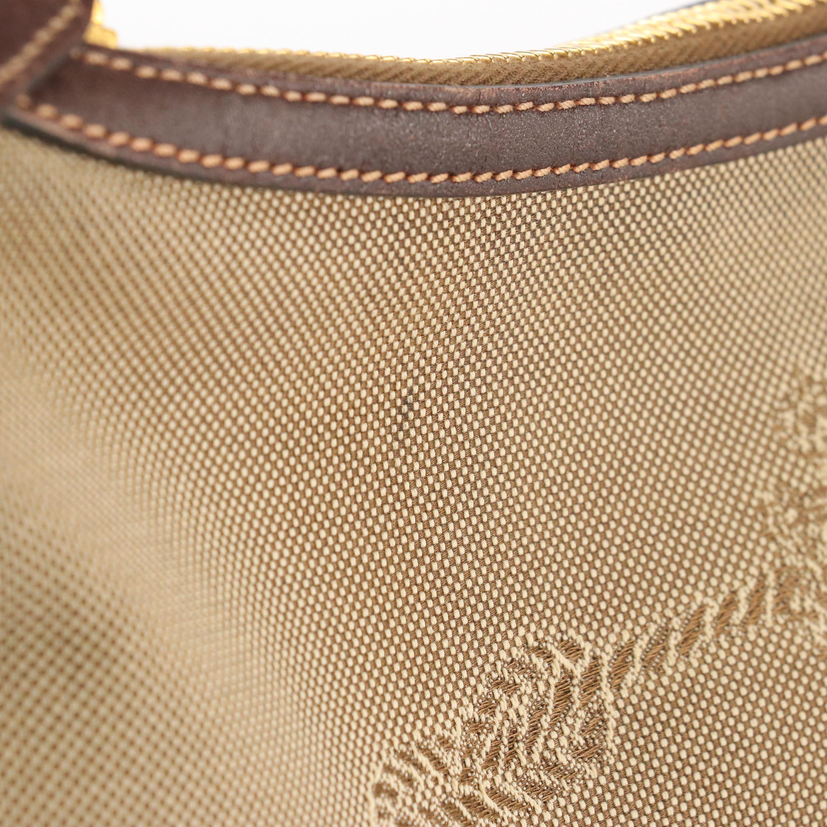 Prada Shoulder Bag BT0534 in Logo Jacquard Canvas with Leather Trim