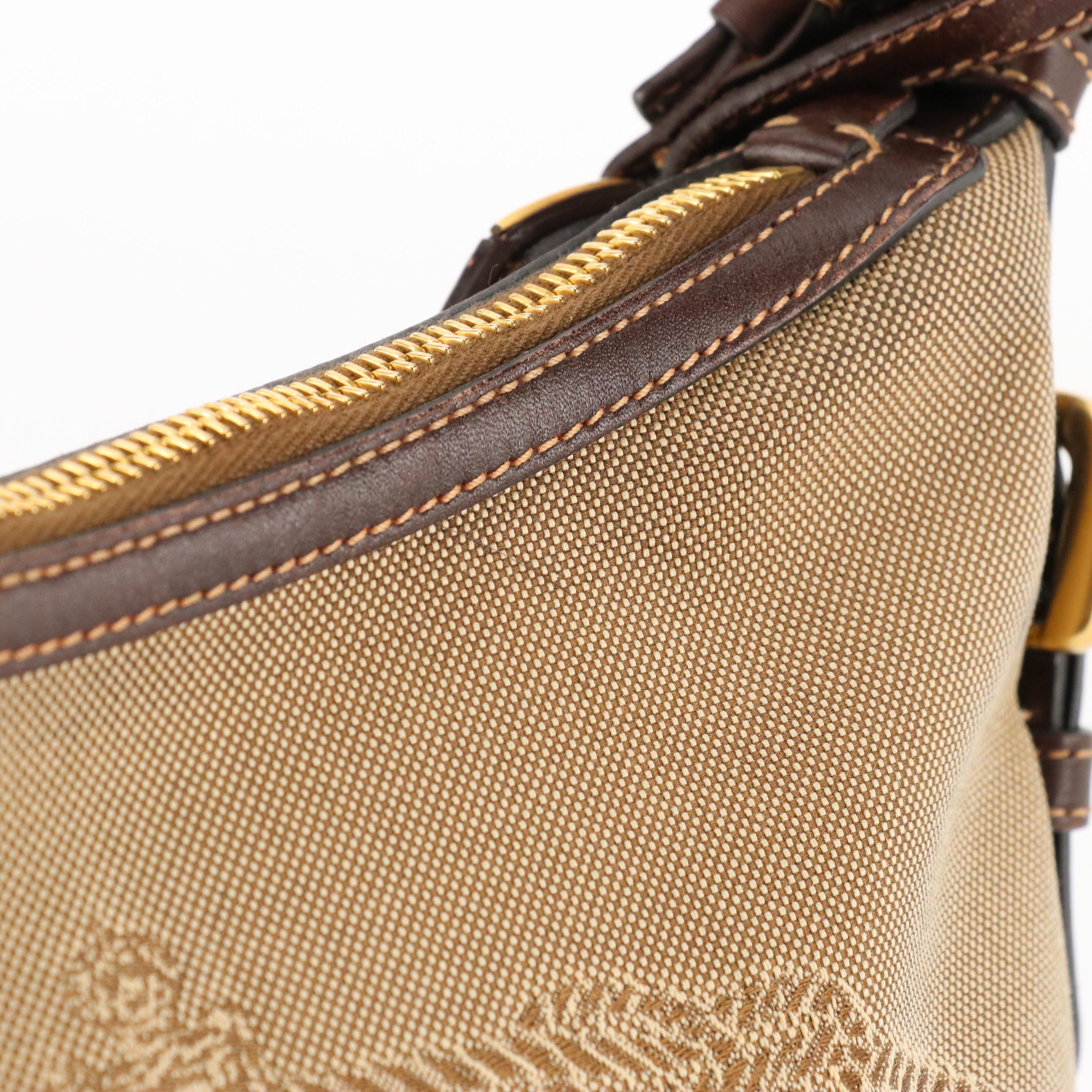 Prada Shoulder Bag BT0534 in Logo Jacquard Canvas with Leather Trim