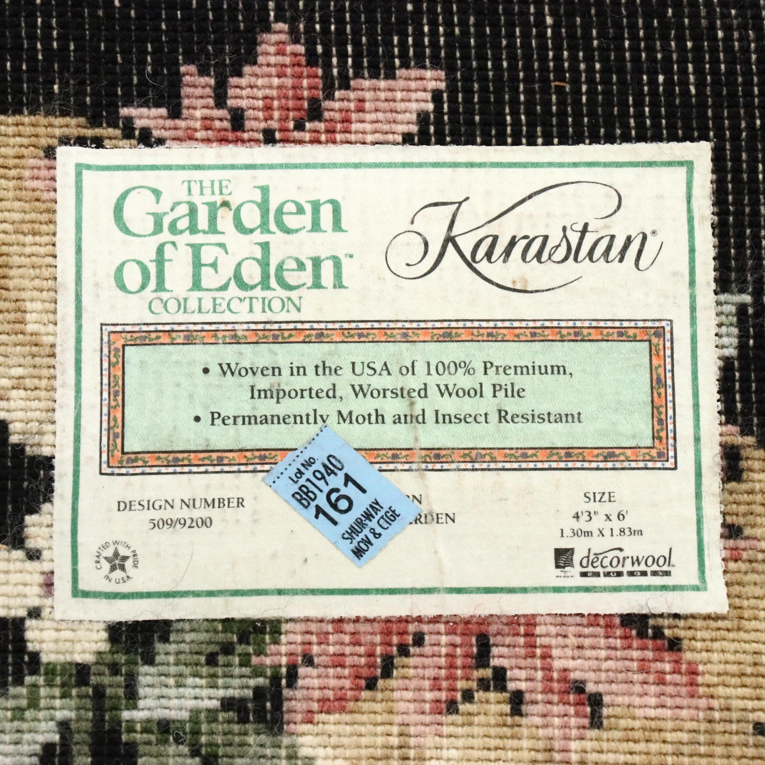 4'4 x 6'9 Machine Made Karastan "Garden of Eden" Persian Floral Style Area Rug