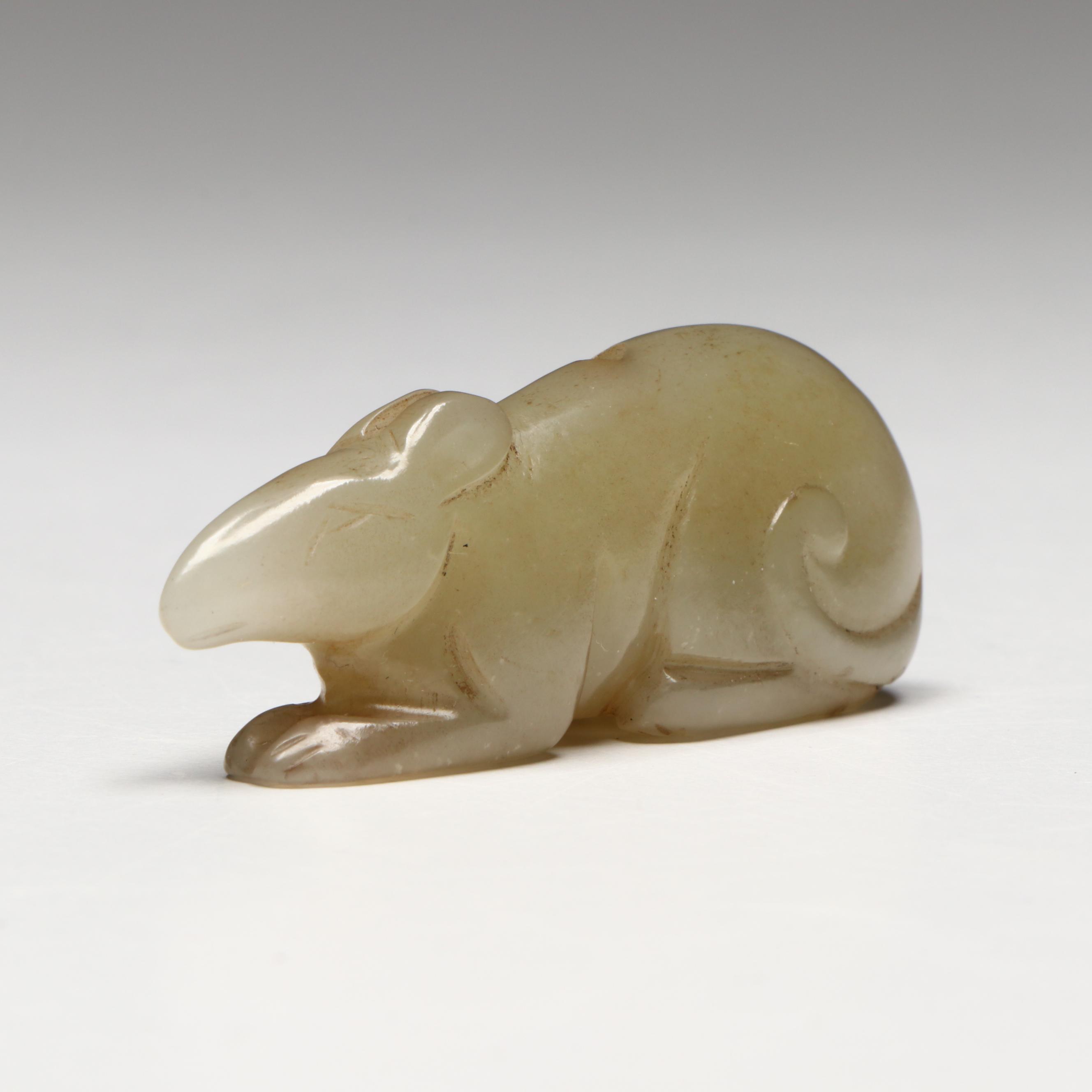 Chinese Carved Serpentine Rat  Yupei