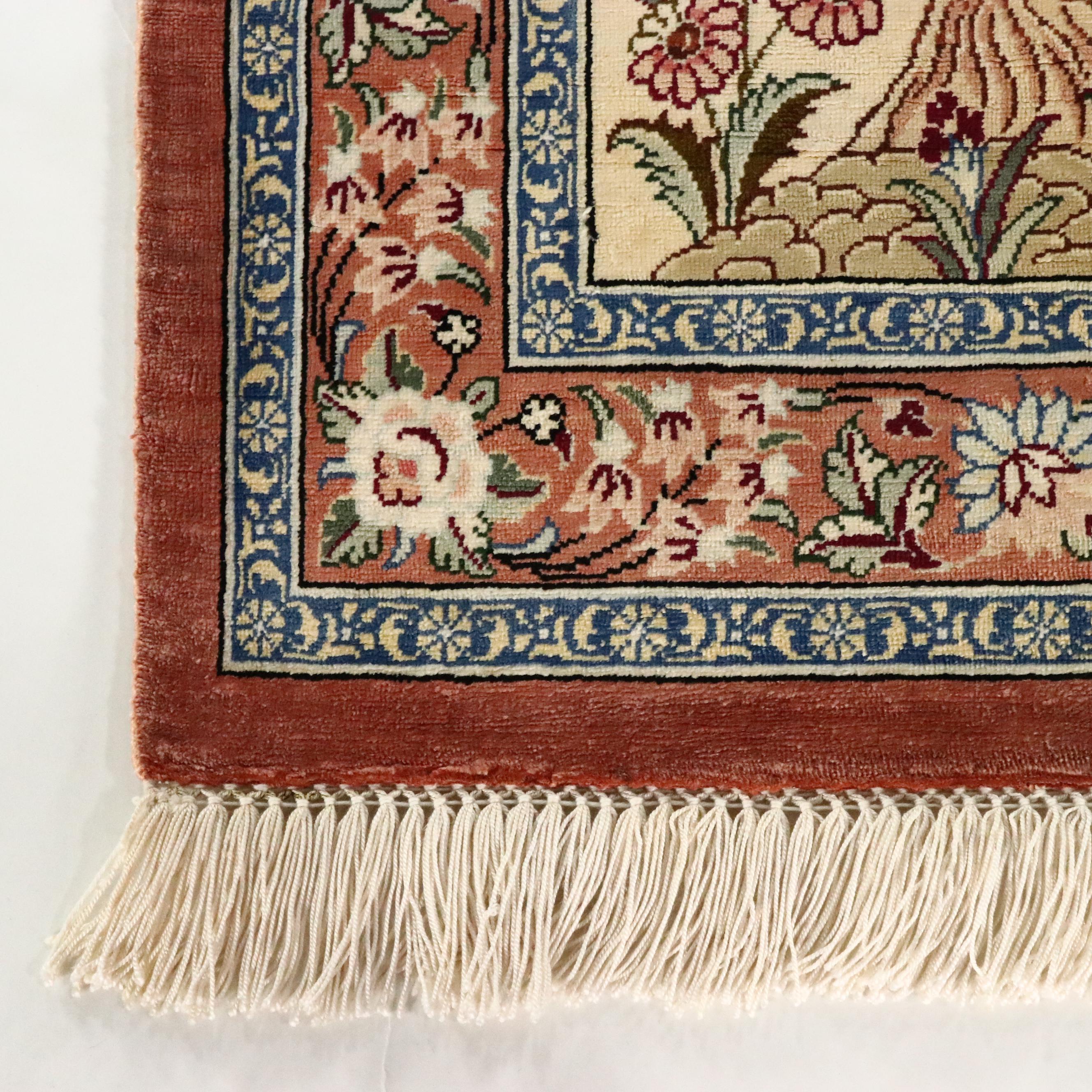 1'10 x 3'1 Hand-Knotted Persian Nain Silk Accent Rug