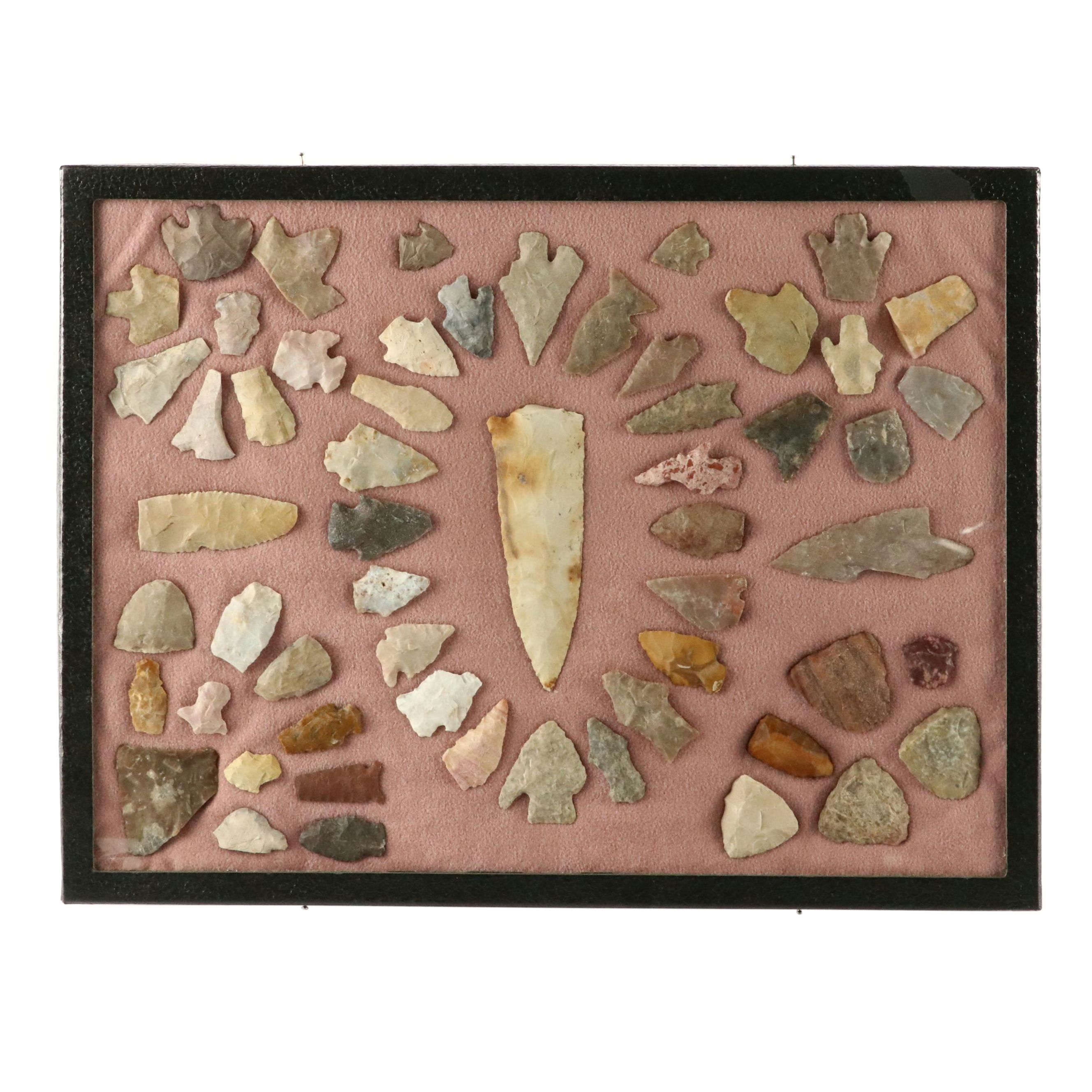 Indigenous Knapped Flint, Chert and Other Stone Arrowheads, Points and Scrapers