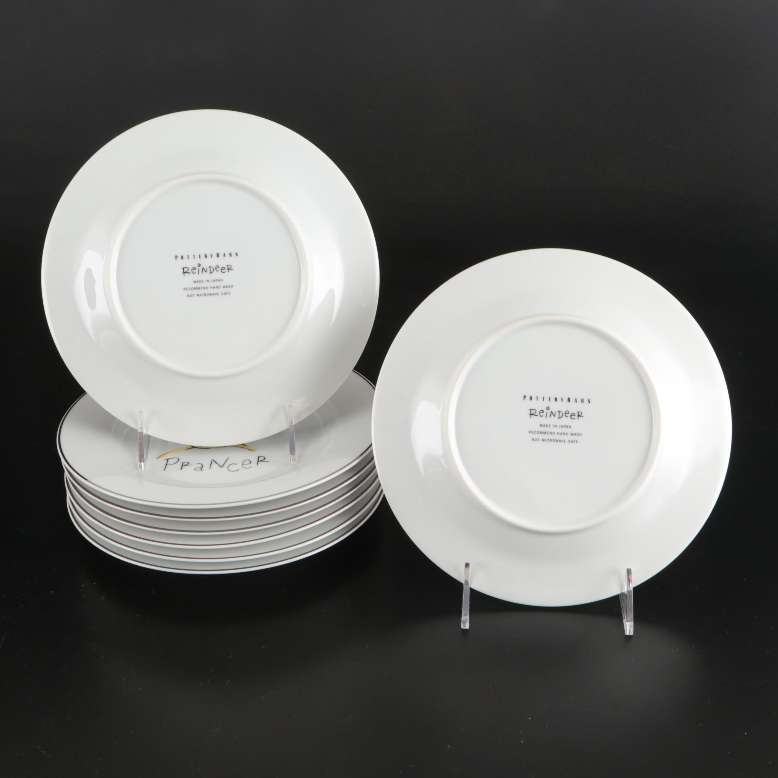 Pottery Barn "Reindeer" Cotton Napkins, Porcelain Plates and Platter