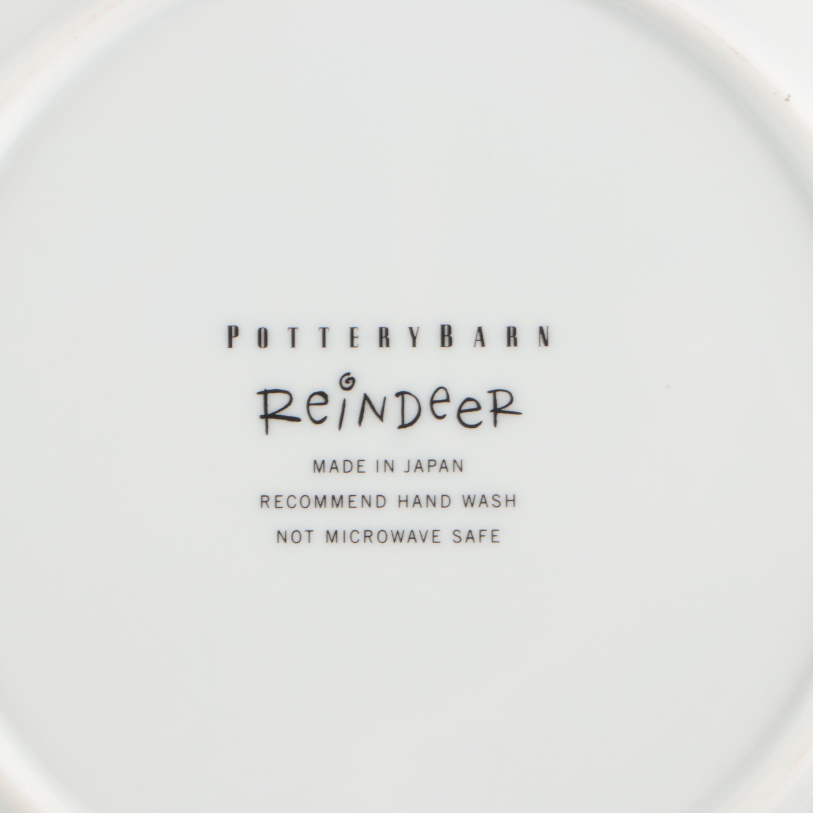 Pottery Barn "Reindeer" Cotton Napkins, Porcelain Plates and Platter