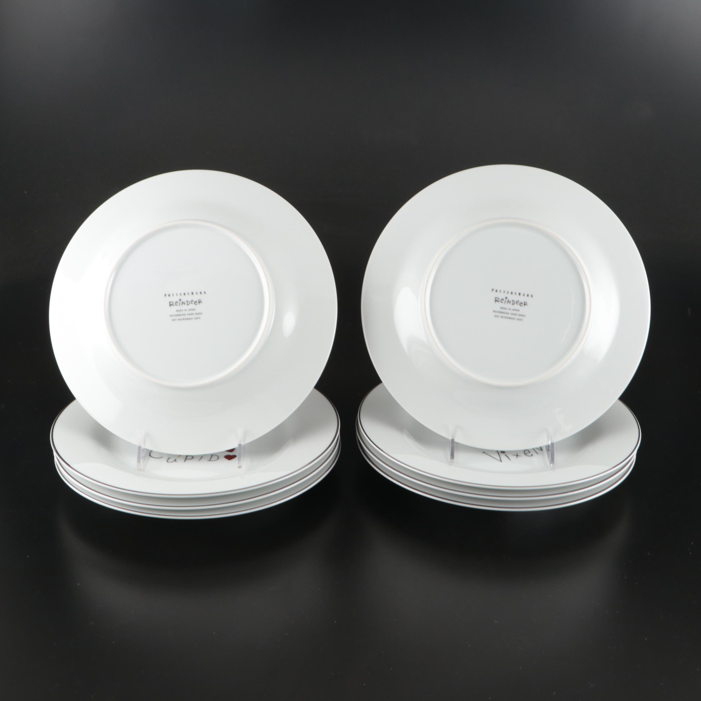 Pottery Barn "Reindeer" Cotton Napkins, Porcelain Plates and Platter