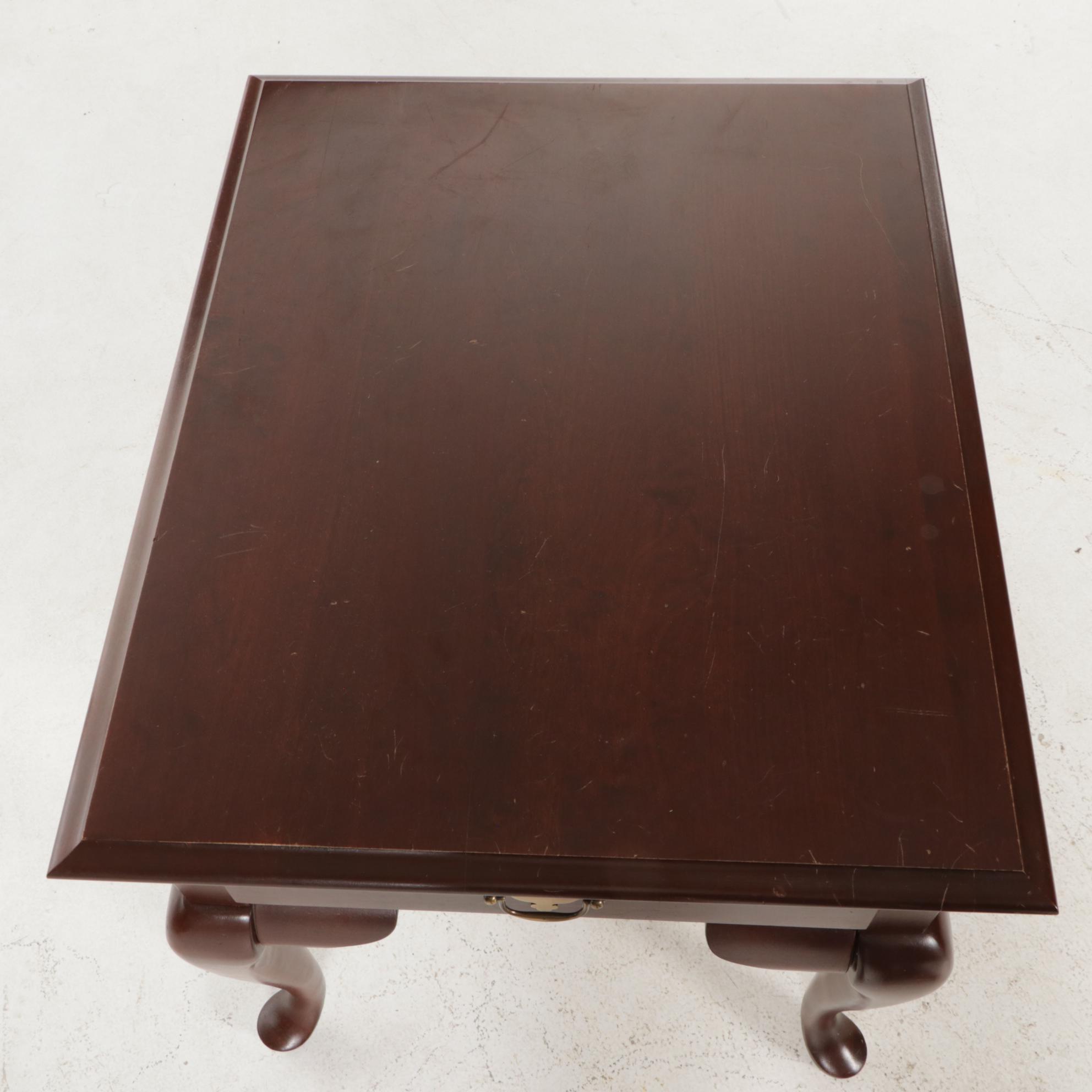 Broyhill Queen Anne Style Cherry End Table, Late 20th Century