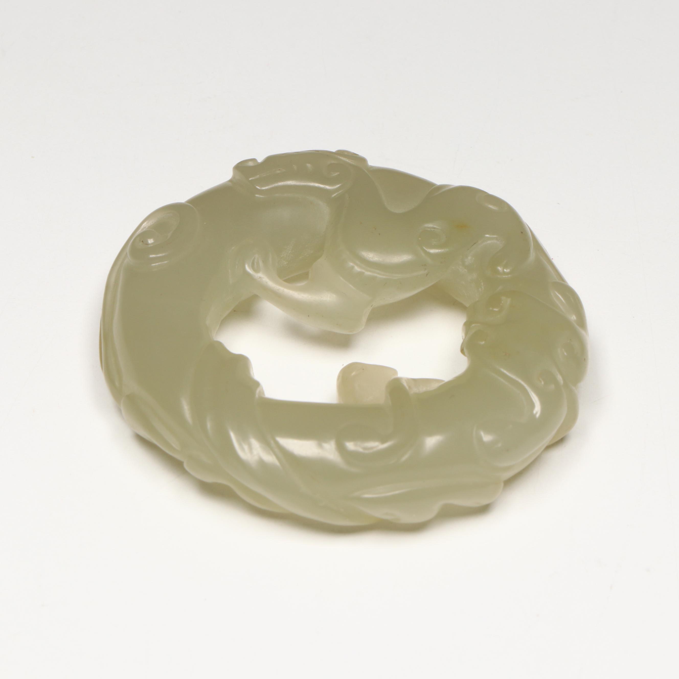 Chinese Carved Serpentine Dragon  Yupei