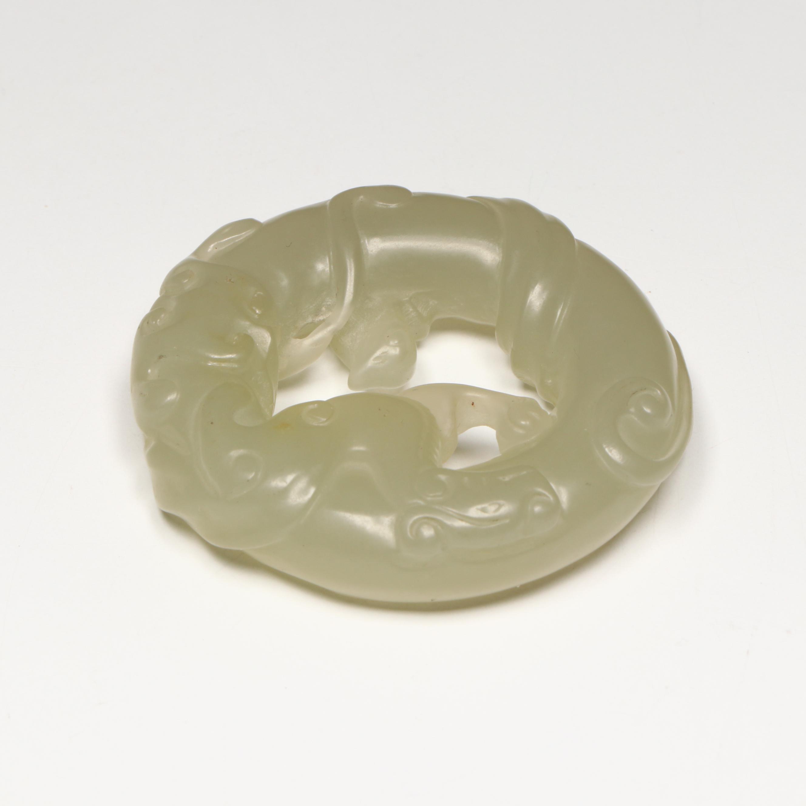 Chinese Carved Serpentine Dragon  Yupei