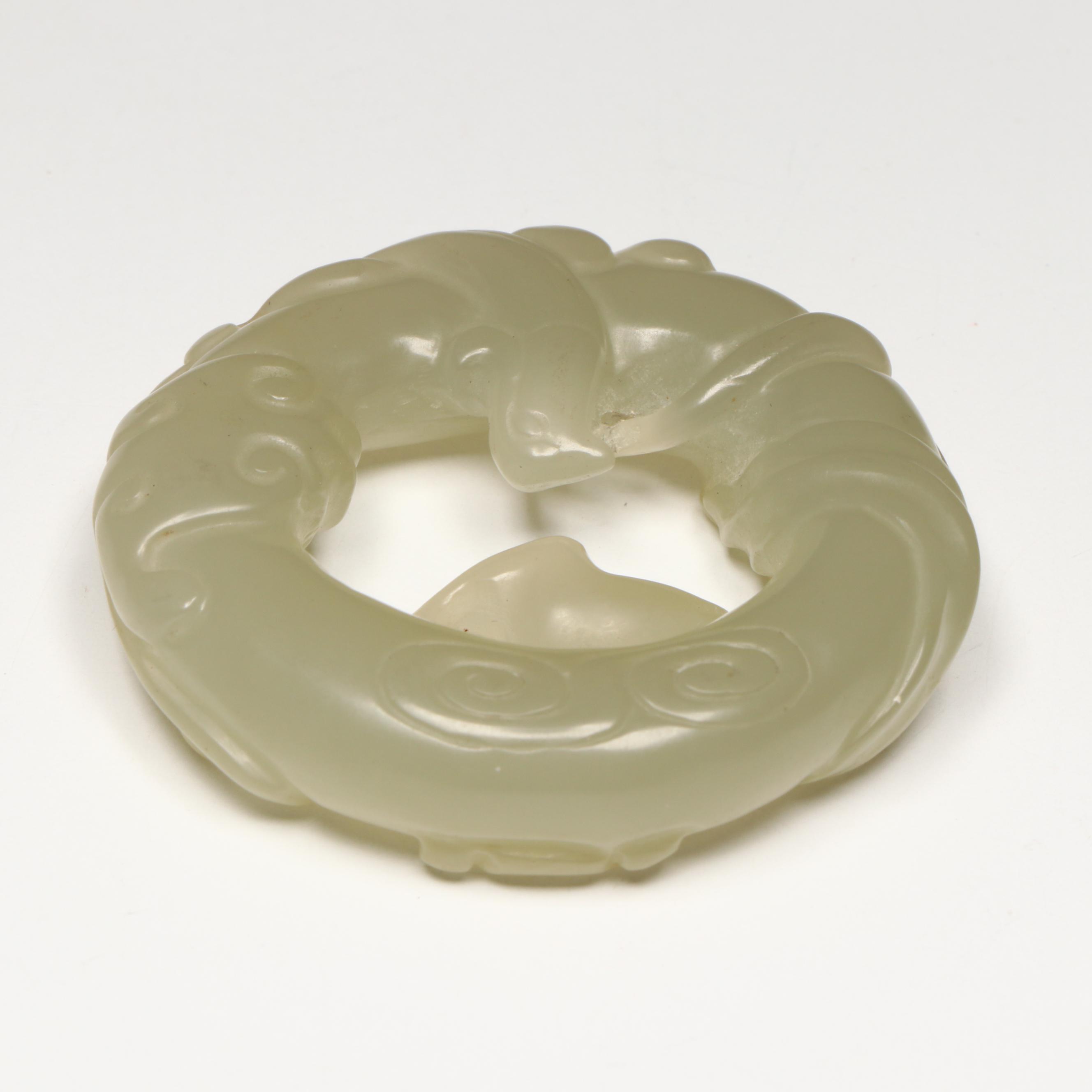 Chinese Carved Serpentine Dragon  Yupei