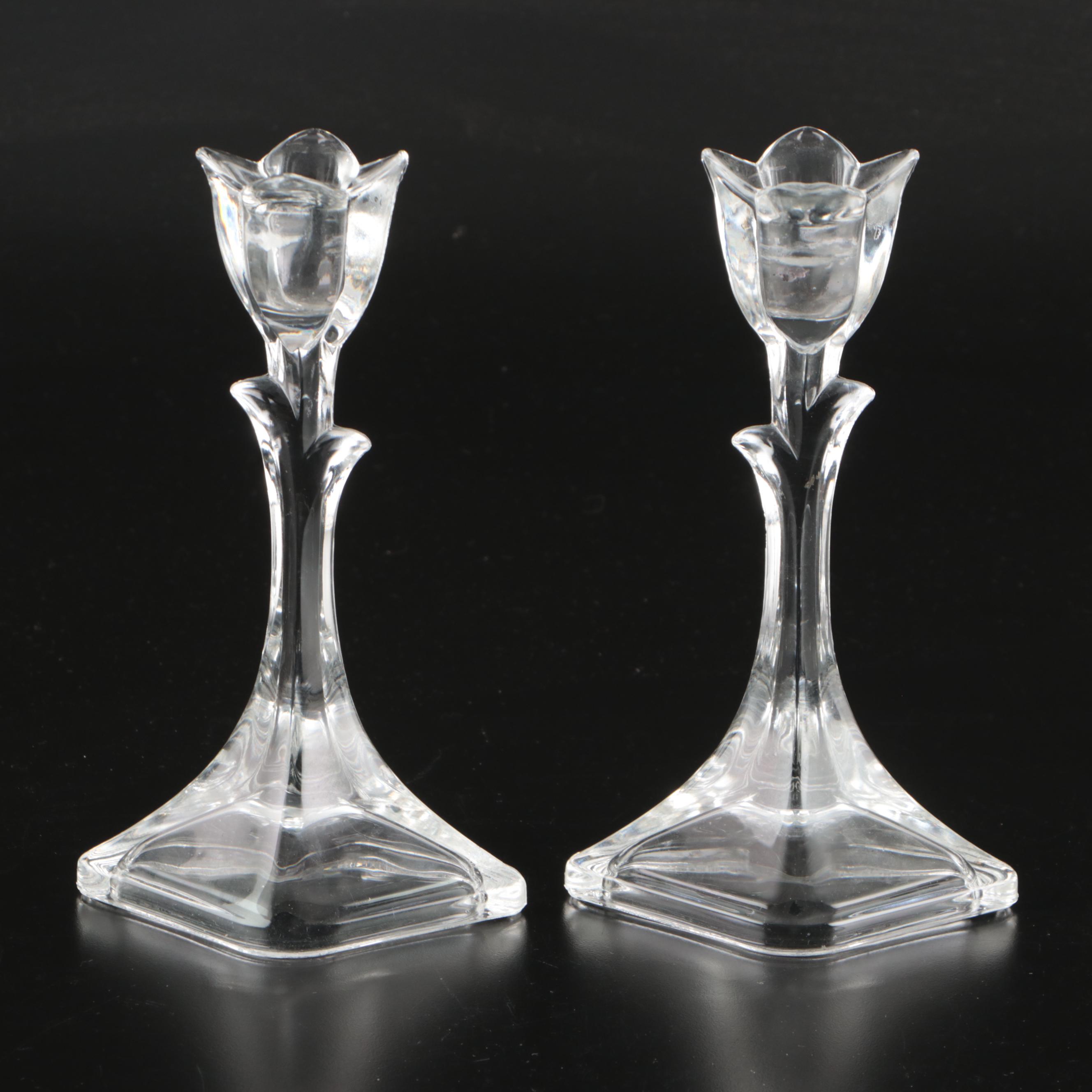 Tuscany Crystal Floral Form Candle Holders with Other Decanters and Goblets