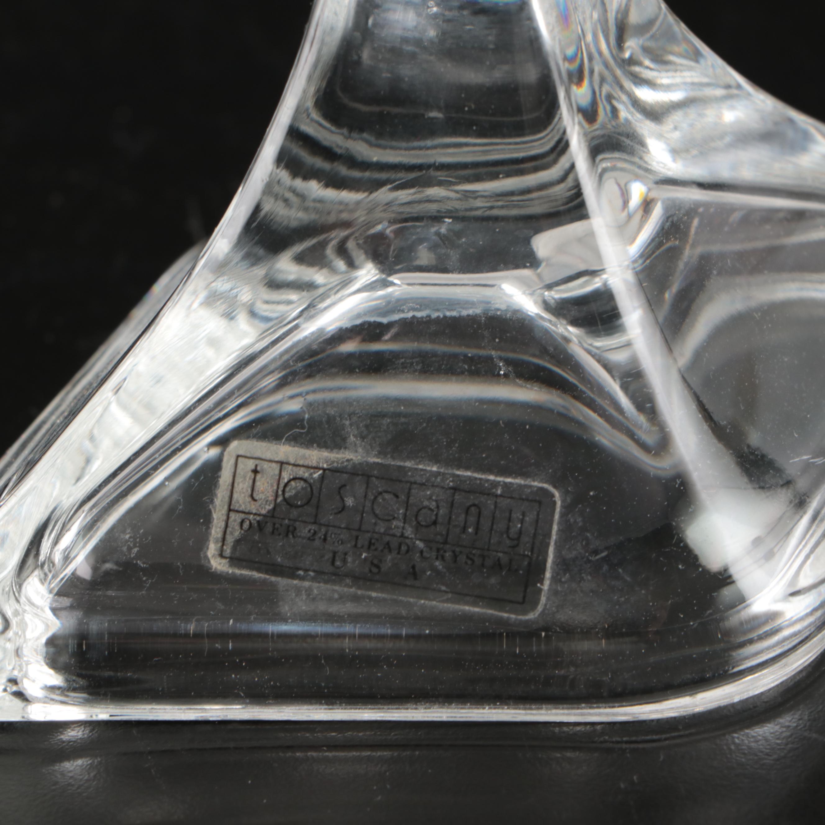 Tuscany Crystal Floral Form Candle Holders with Other Decanters and Goblets