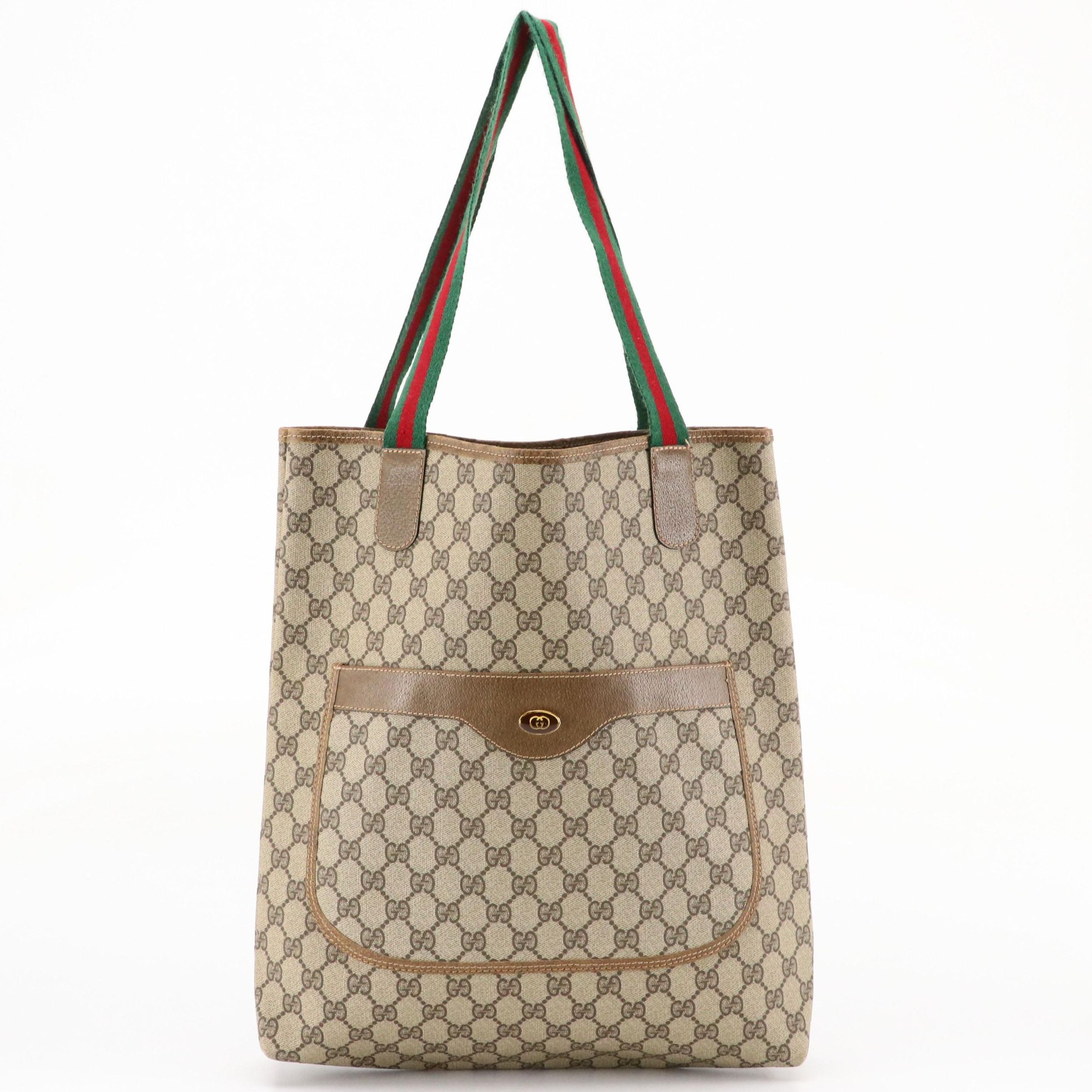 Gucci Accessory Collection Front Pocket Tall Tote in GG Supreme Canvas