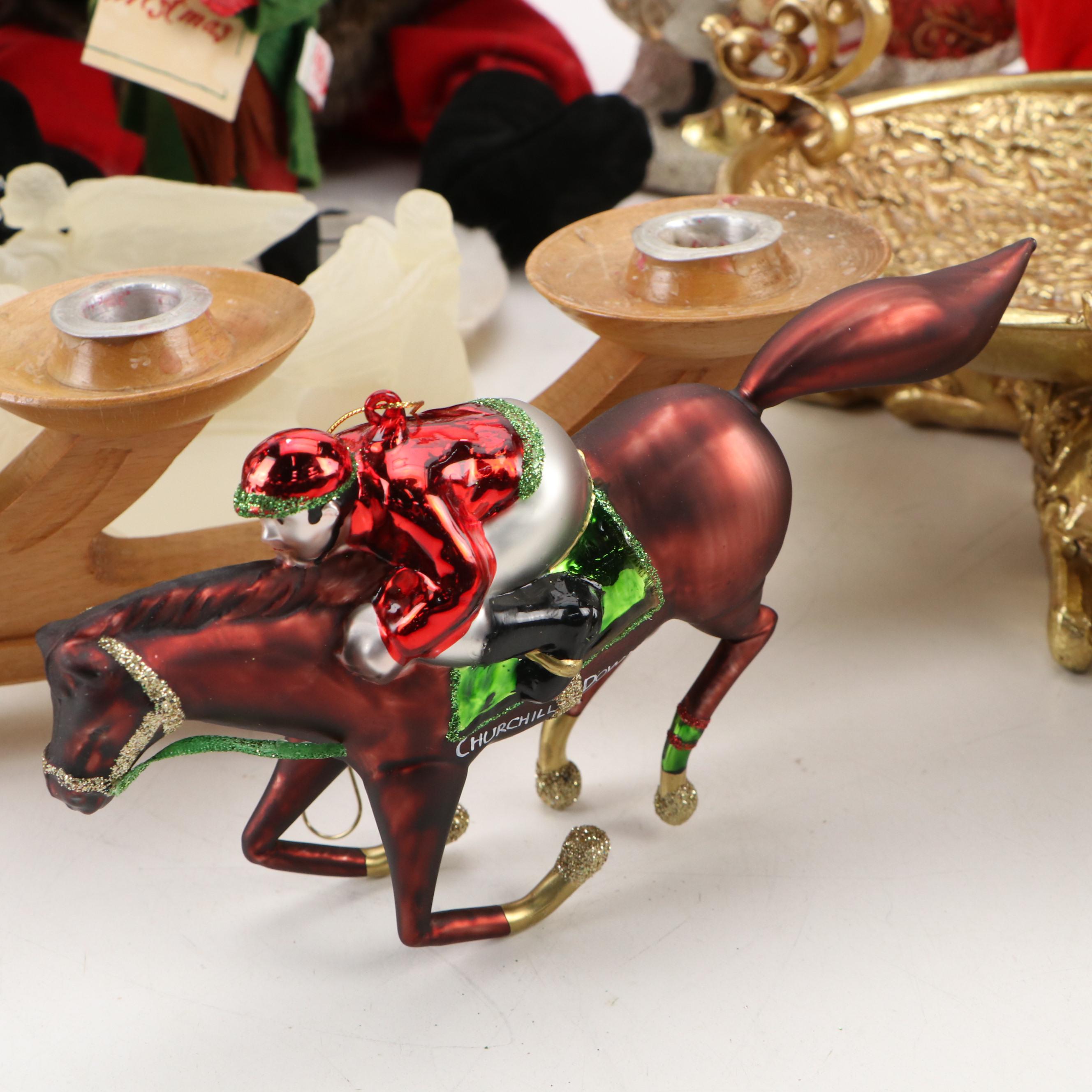 Bethany Lowe "Santa Claus" Figure with Old World Christmas Ornaments and More