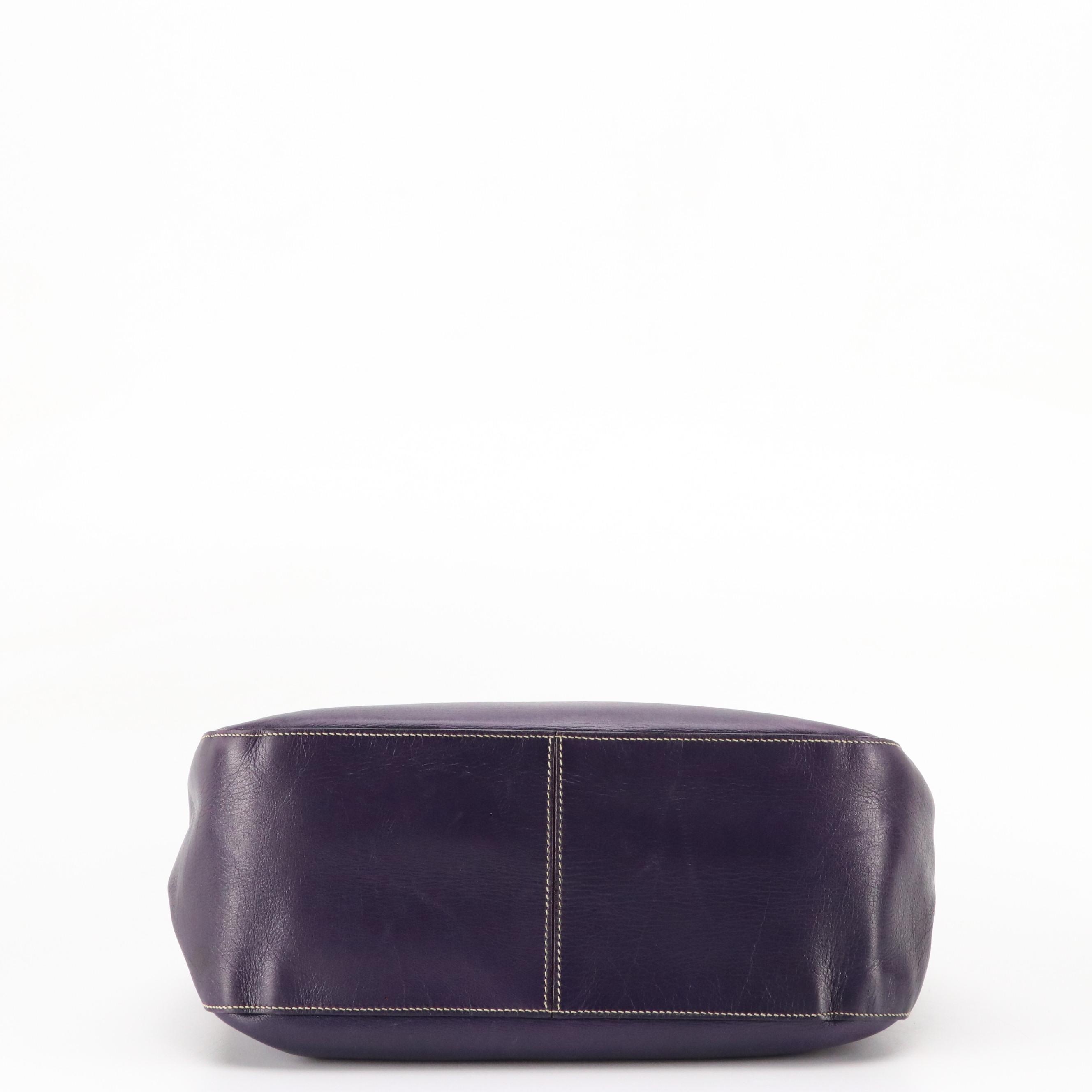 Prada Purple Leather Shoulder Bag with Chain-Link and Leather Strap