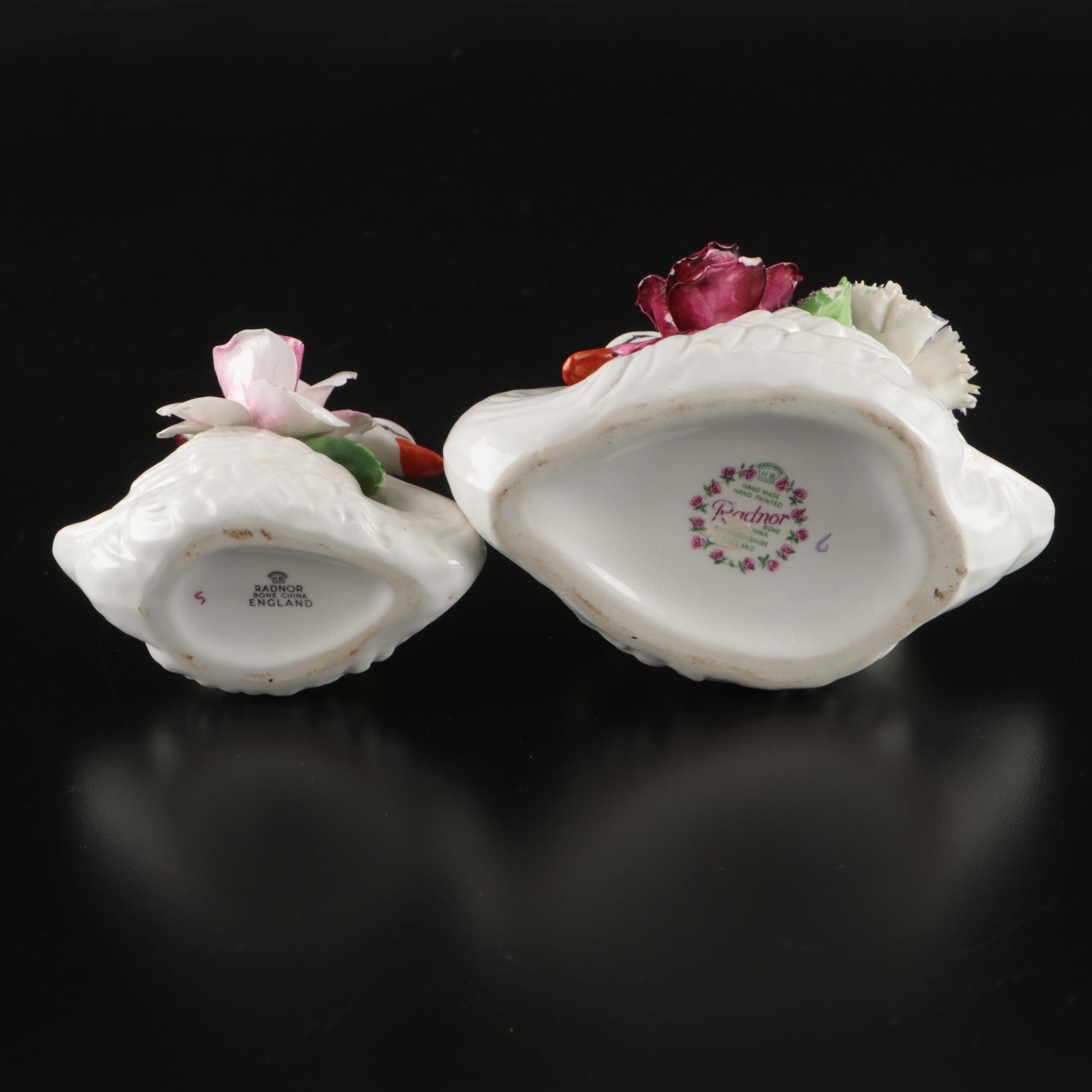 Radnor, Royal Stratford and Crown Hand-Painted Porcelain Swans and Flowers