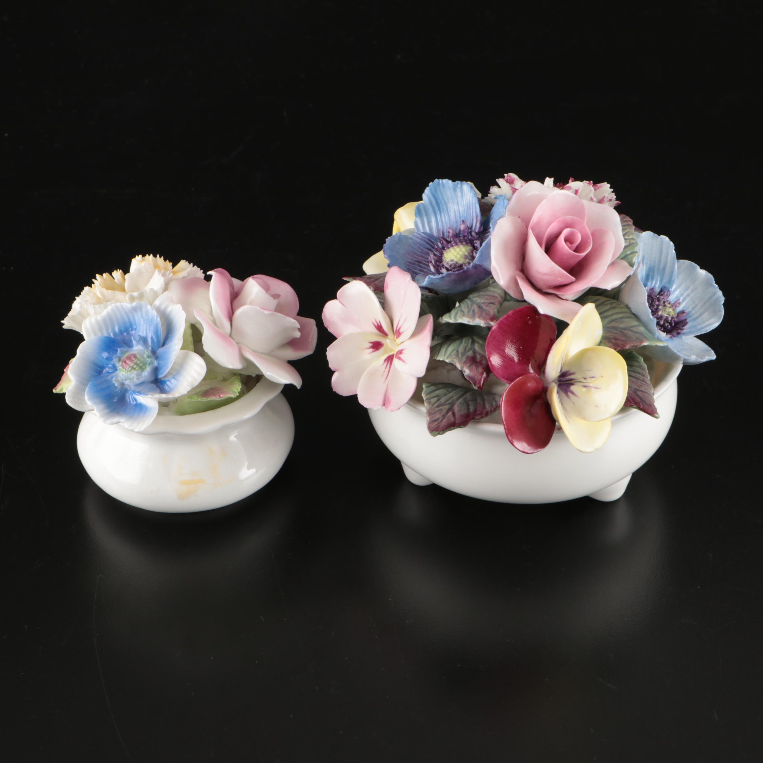 Radnor, Royal Stratford and Crown Hand-Painted Porcelain Swans and Flowers