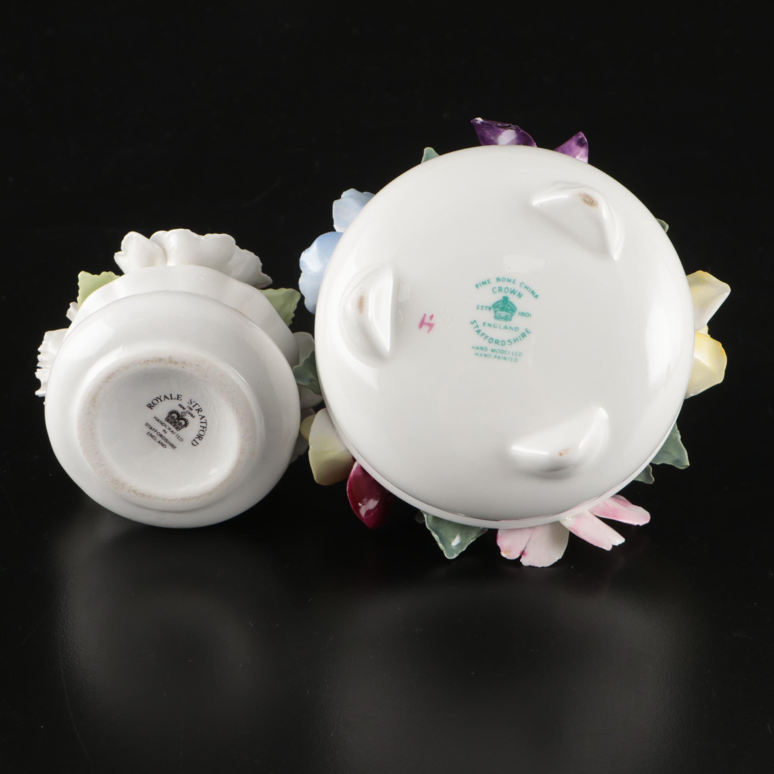 Radnor, Royal Stratford and Crown Hand-Painted Porcelain Swans and Flowers