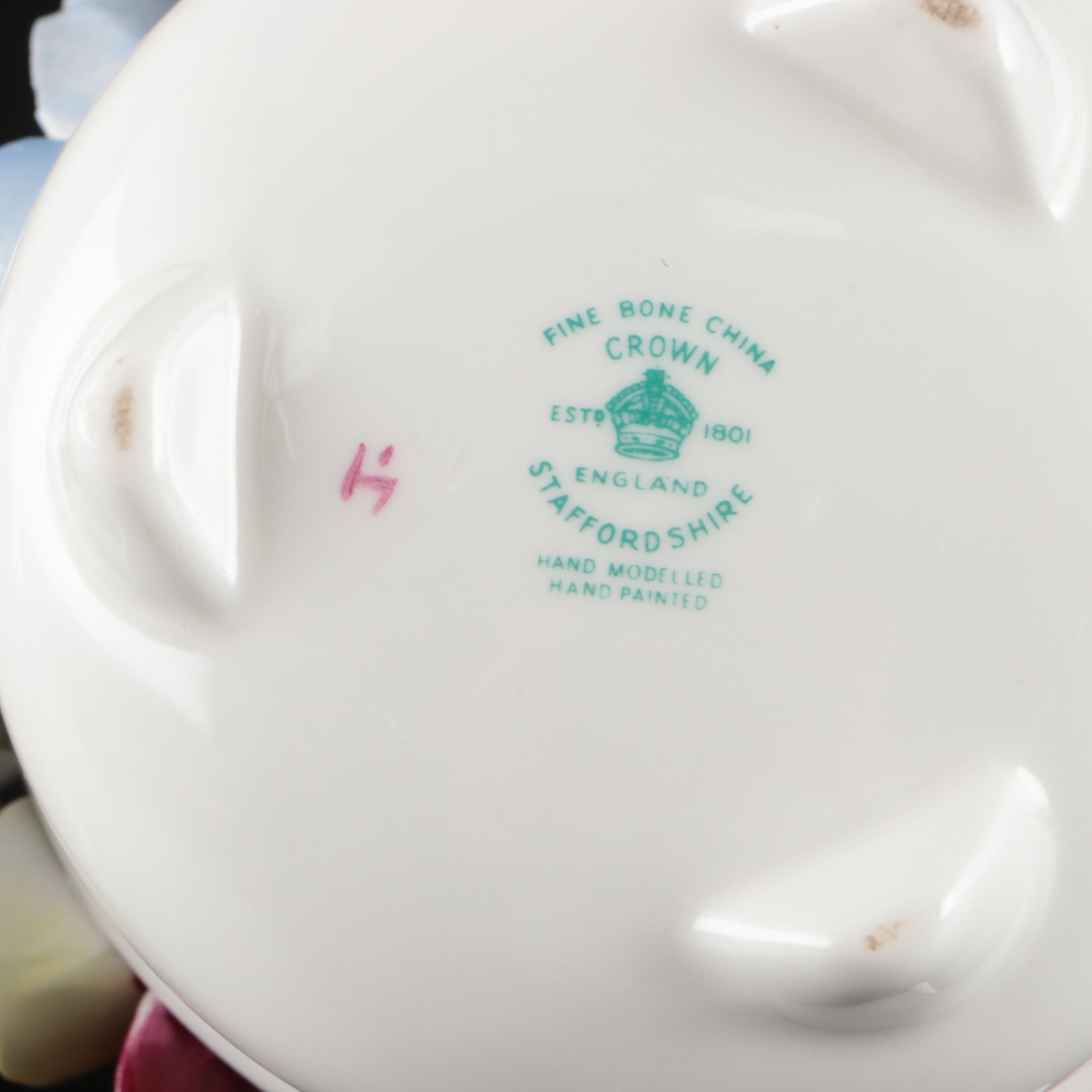 Radnor, Royal Stratford and Crown Hand-Painted Porcelain Swans and Flowers