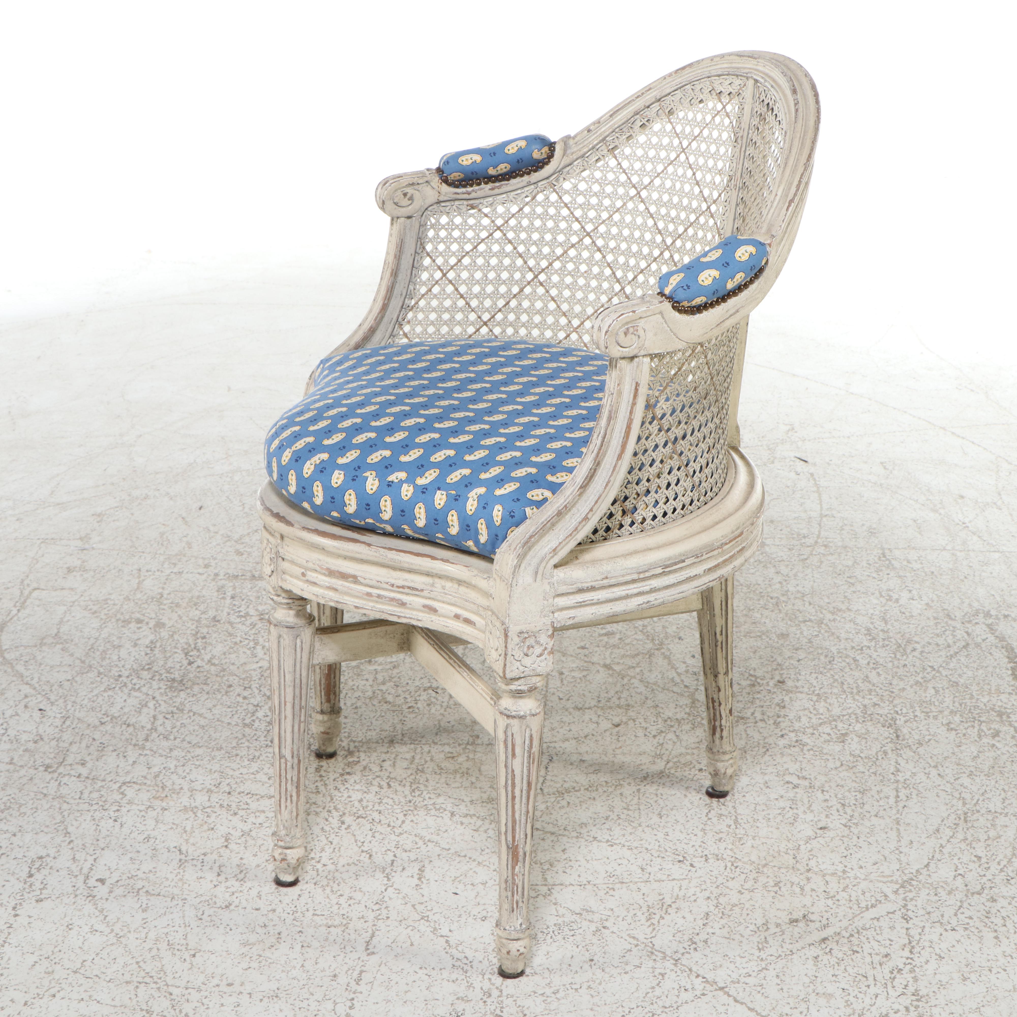 French Provincial Style Cane Back Corner Chair, 20th Century