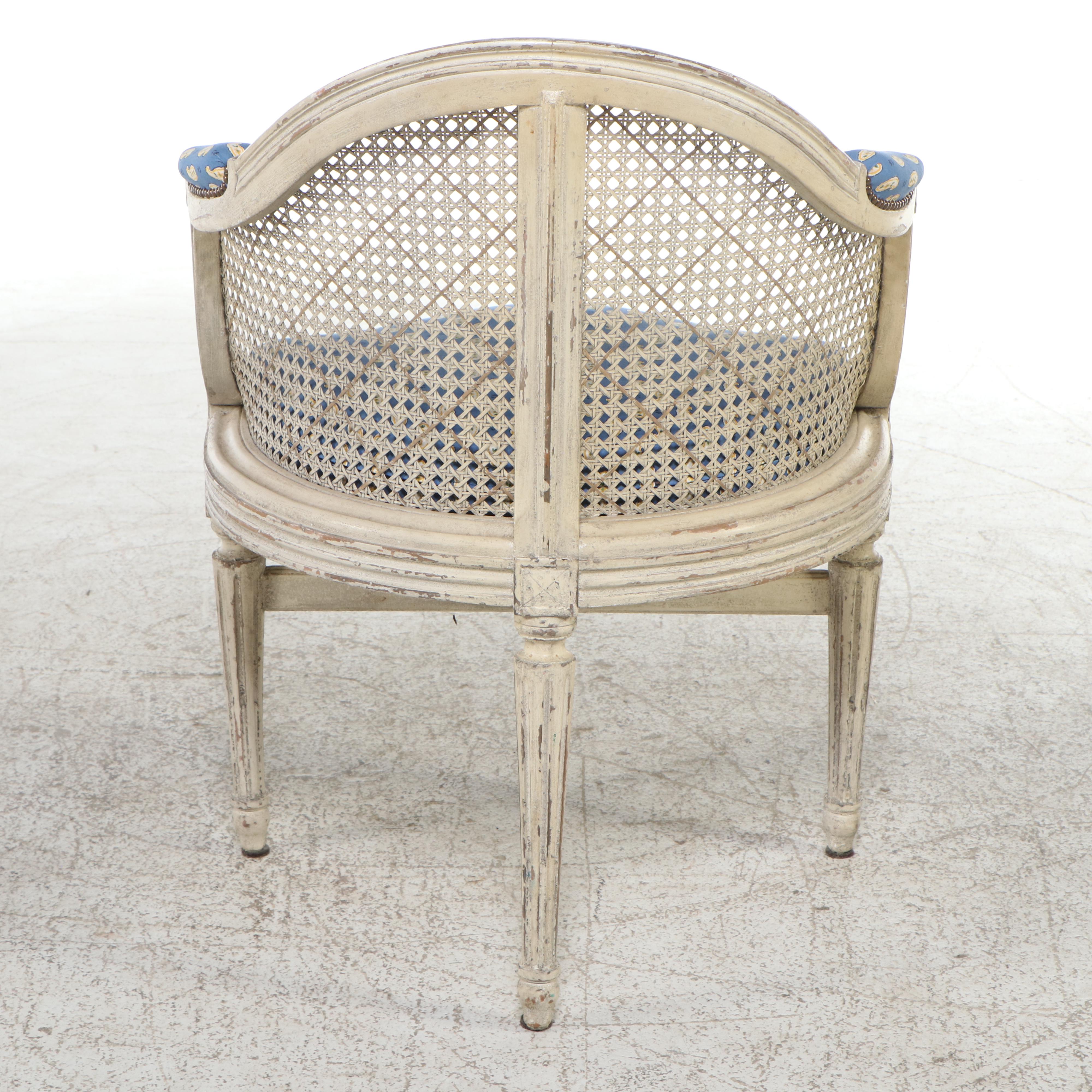French Provincial Style Cane Back Corner Chair, 20th Century