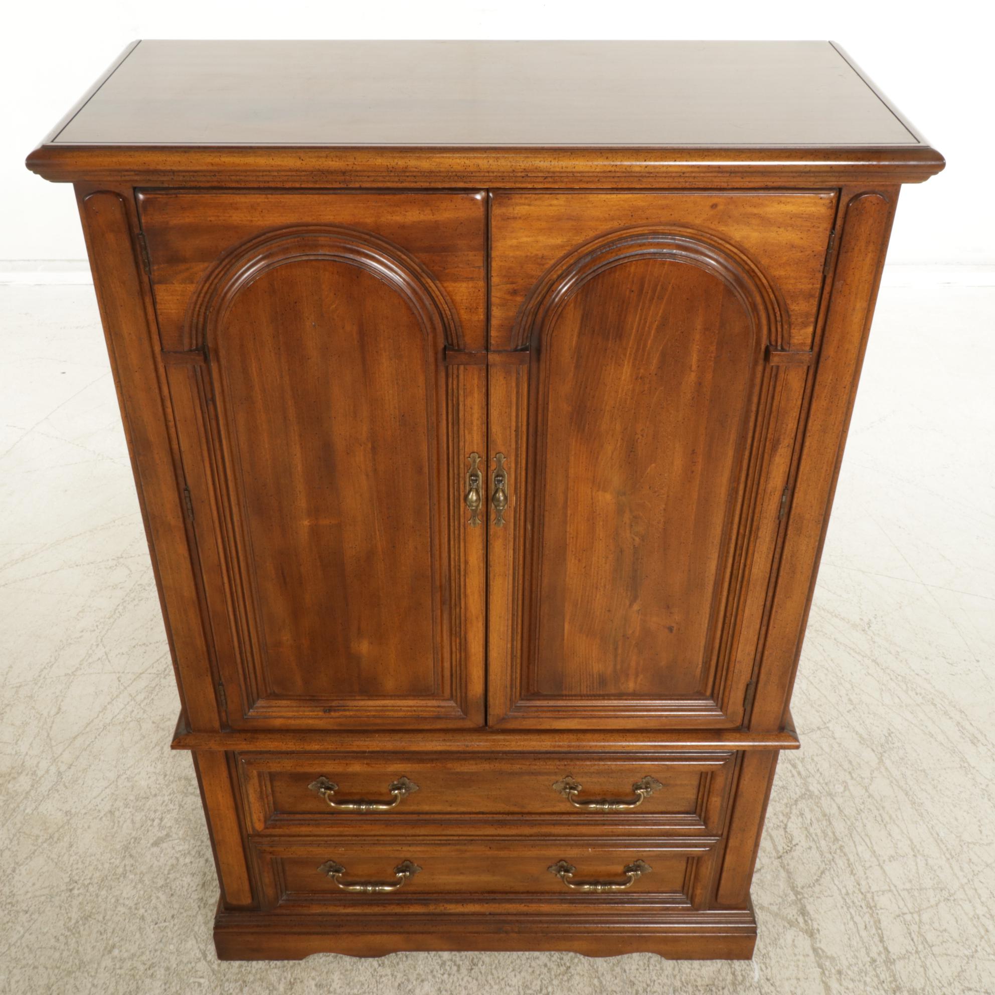 Pine Chest of Drawers with Arched Panel Doors, Late 20th Century