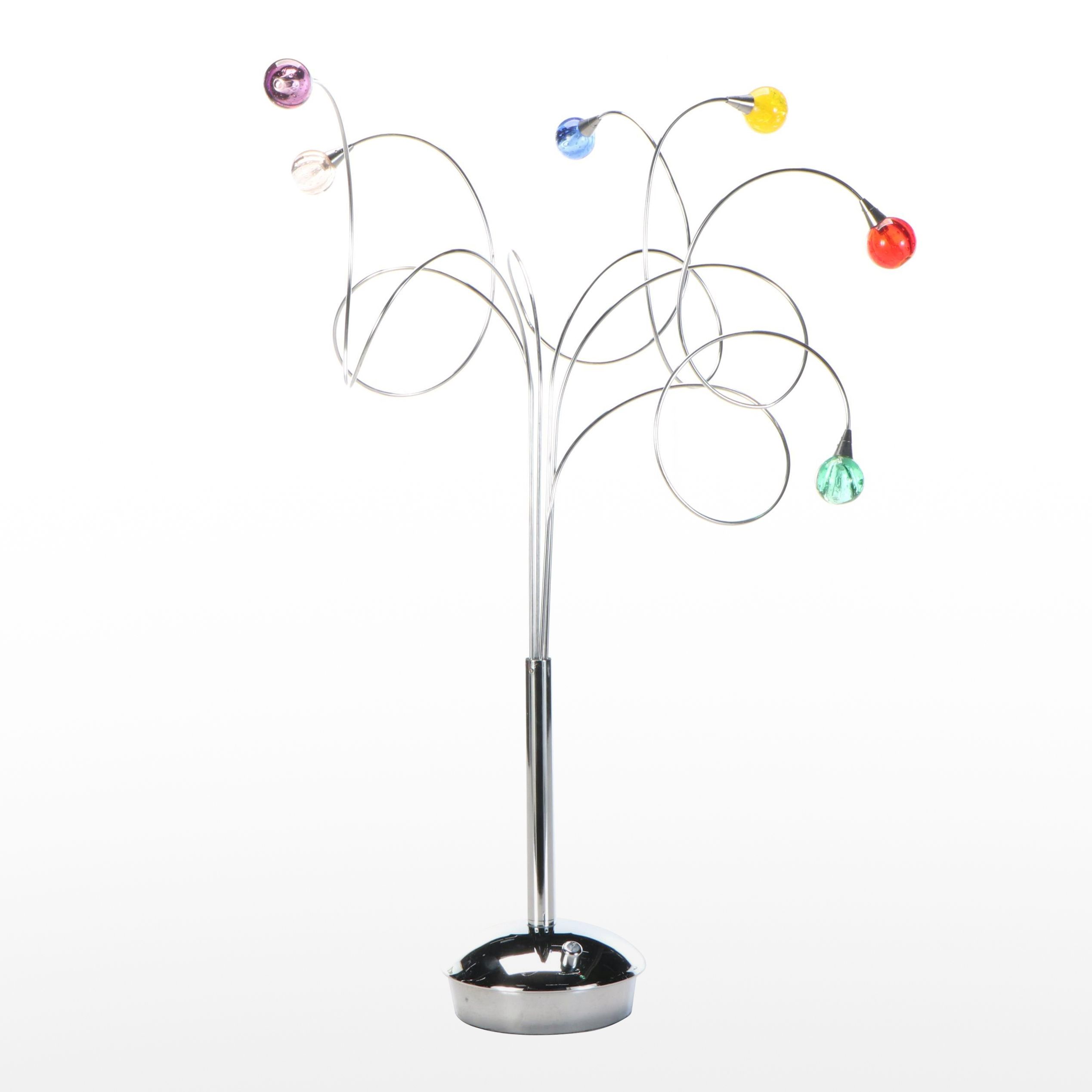Chromed Metal and Multicolor Firefly Table Lamp