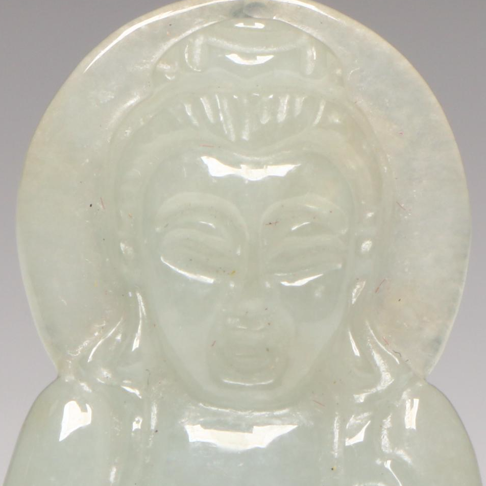 Chinese Carved Jadeite Buddha Pendant