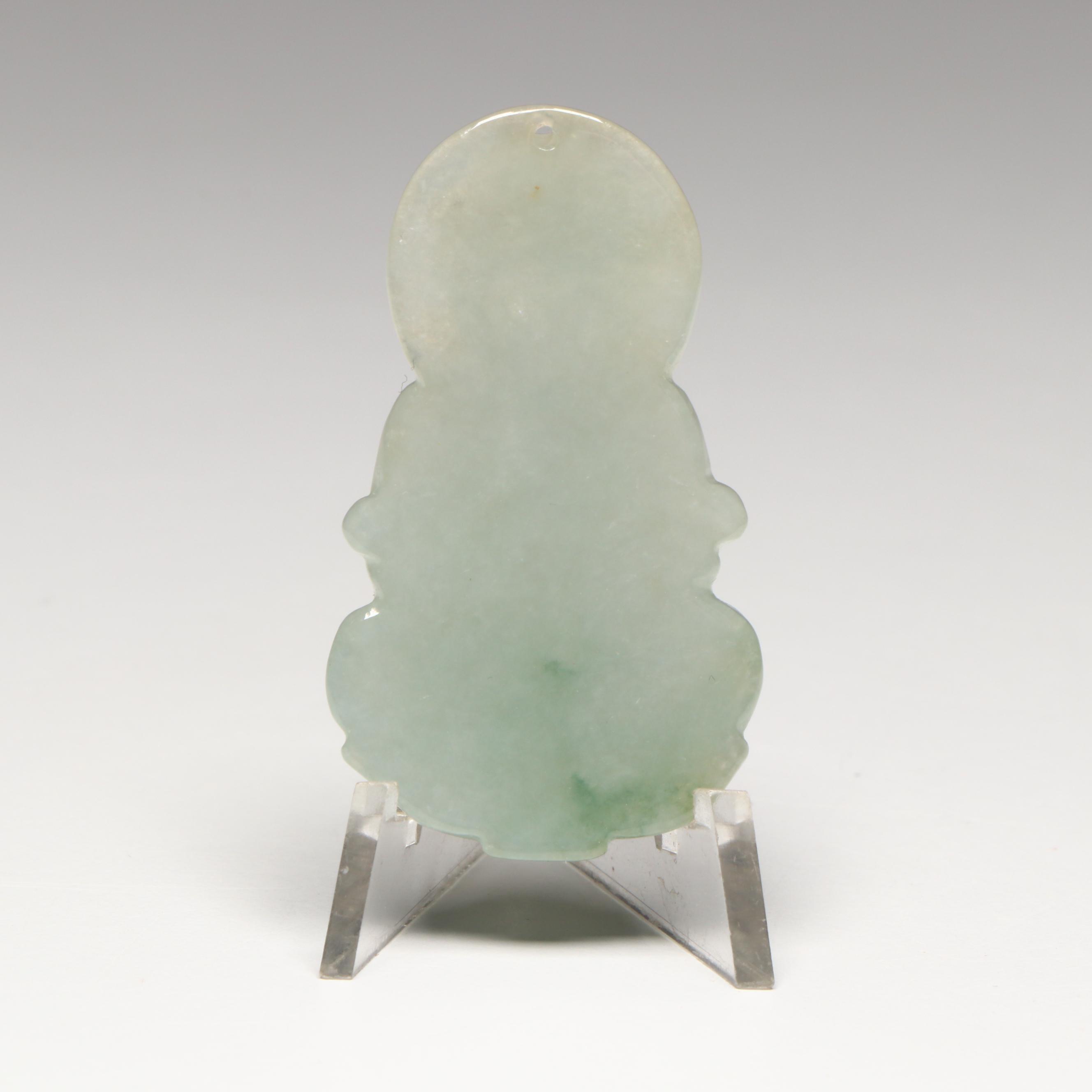 Chinese Carved Jadeite Buddha Pendant