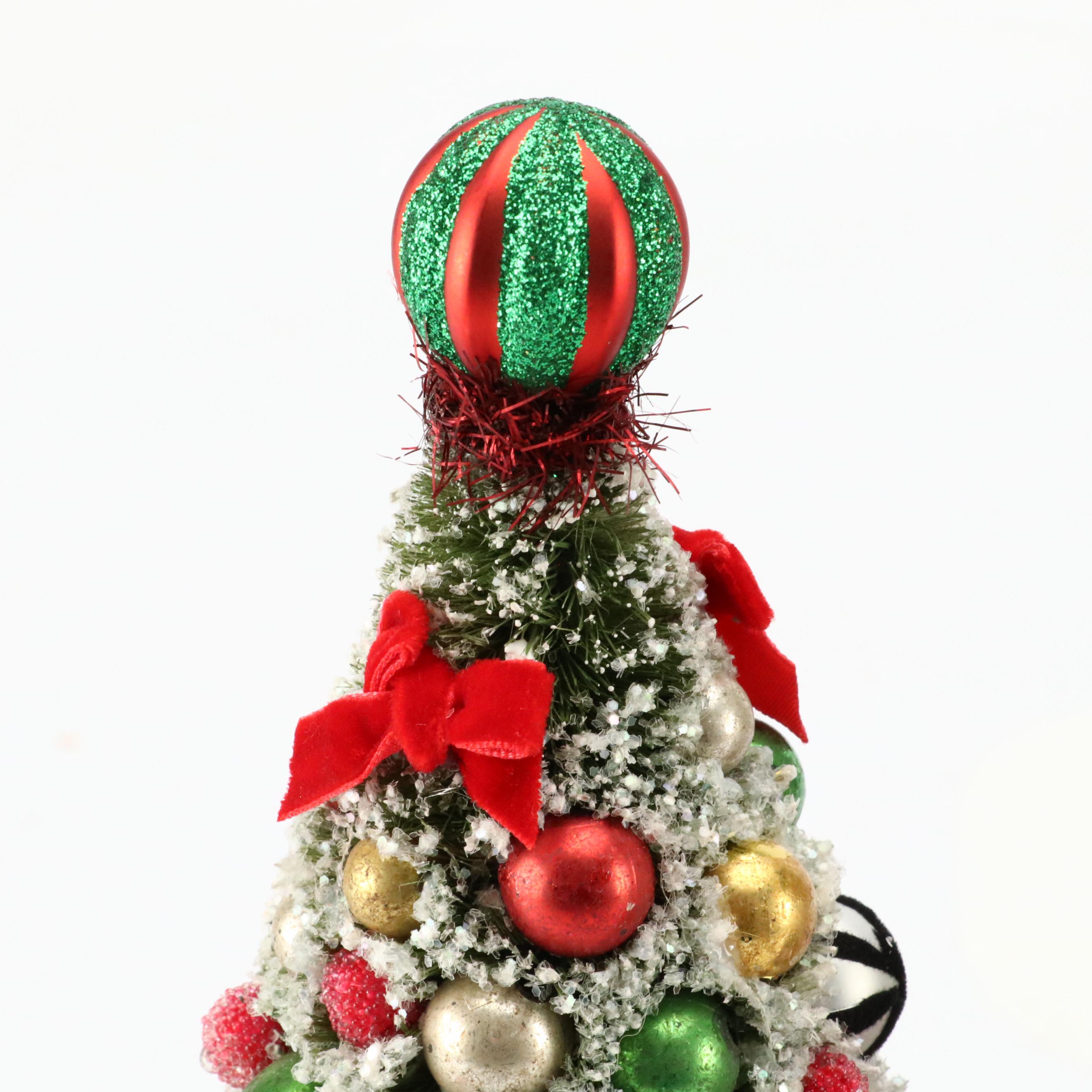 MacKenzie-Childs "Jolly Holiday" Bottle Brush Tabletop Christmas Trees
