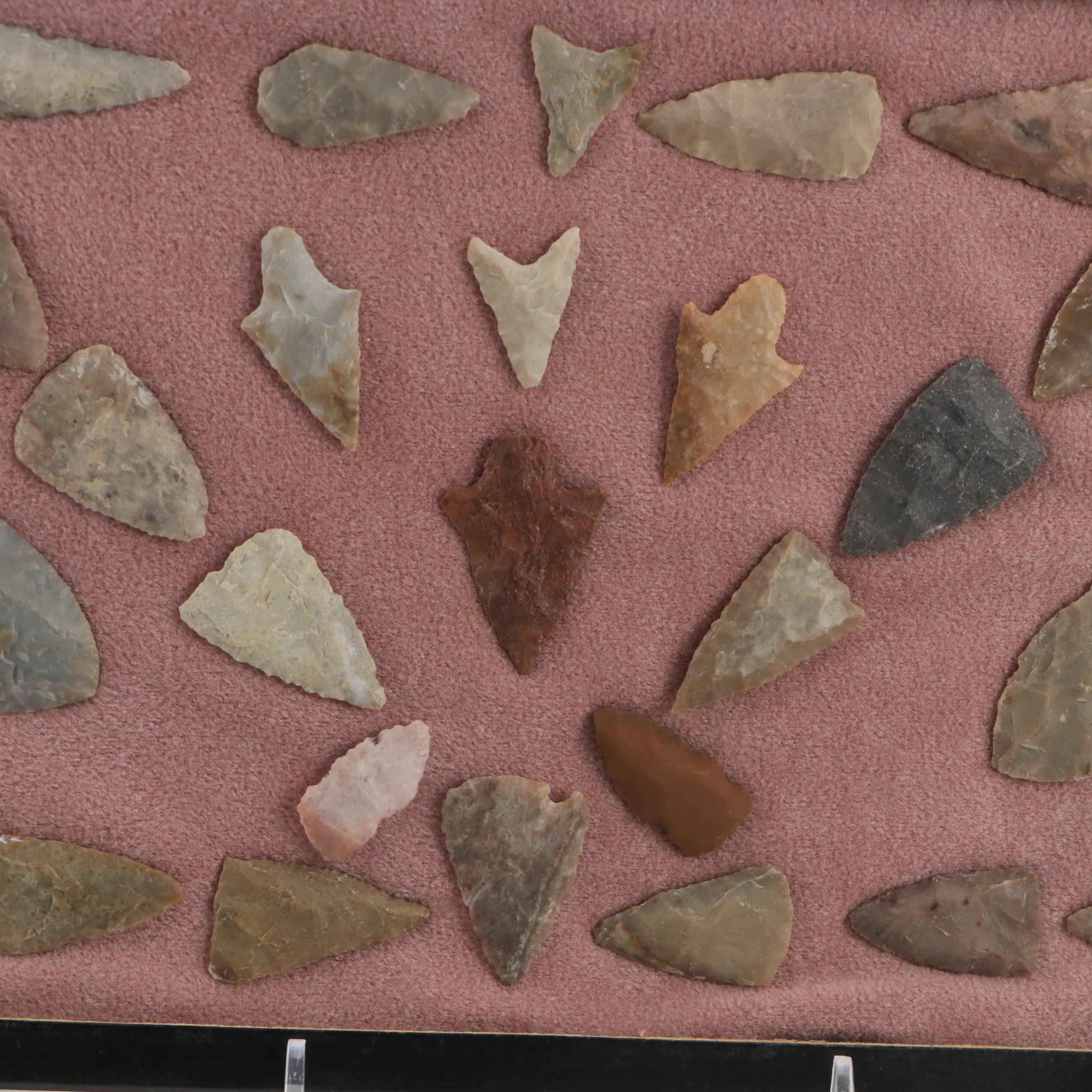 Indigenous Knapped Flint, Chert and Other Stone Arrowheads and Points