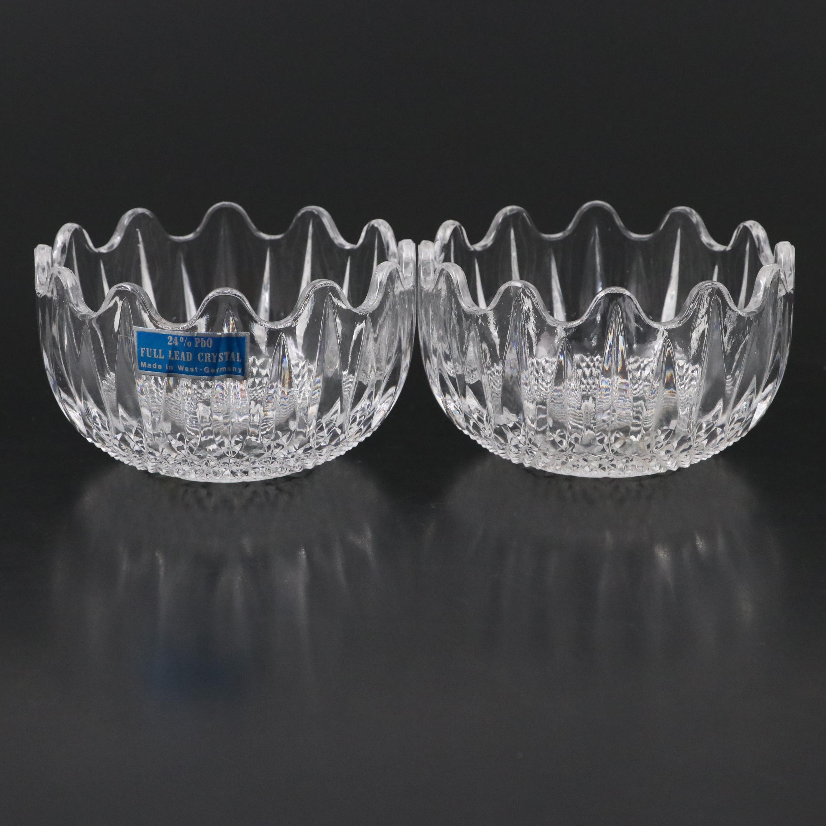 Pair of West German Crystal Bowls, Mid to Late 20th Century