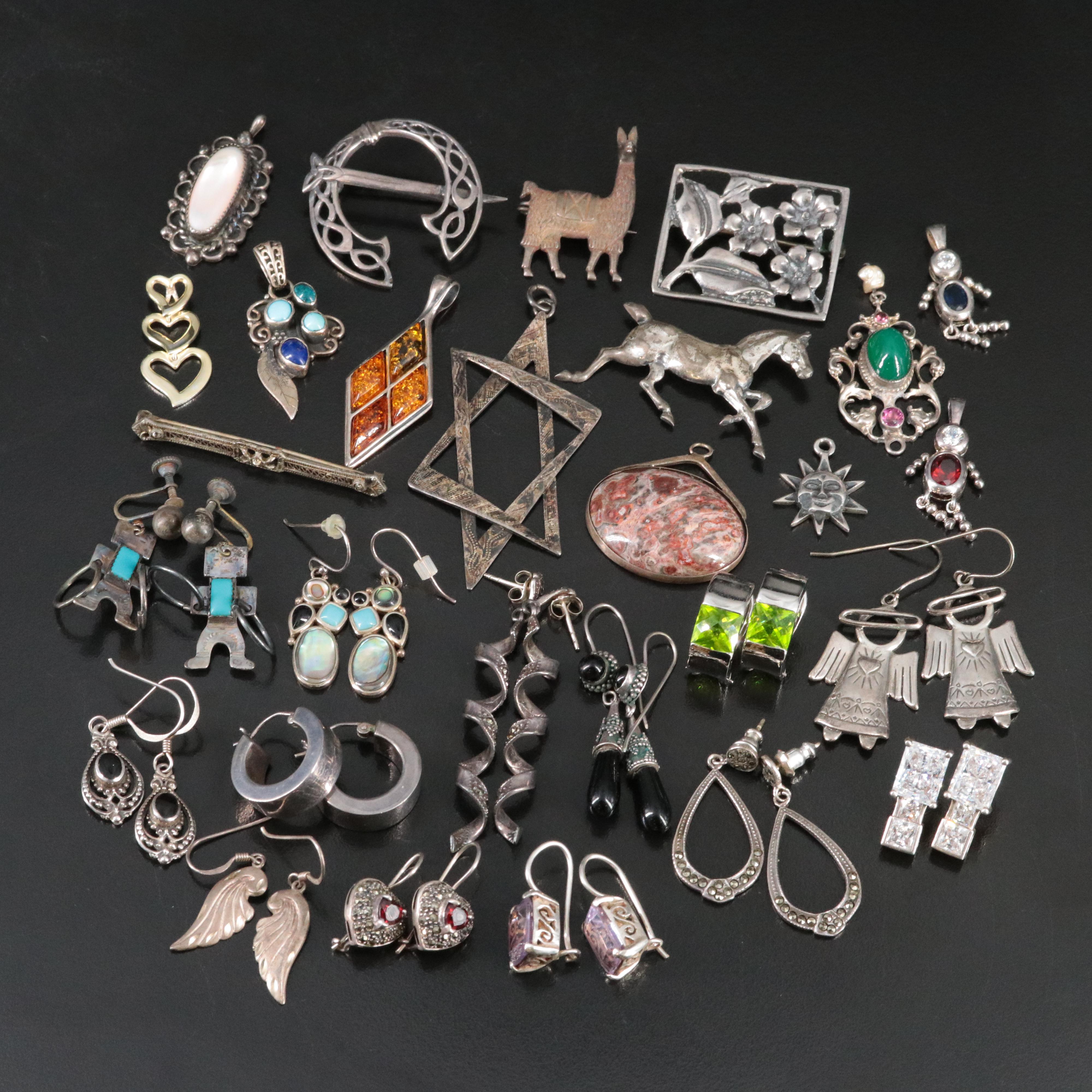 Amethyst, Mother-of-Pearl and Amber Jewelry Collection Featuring Sterling