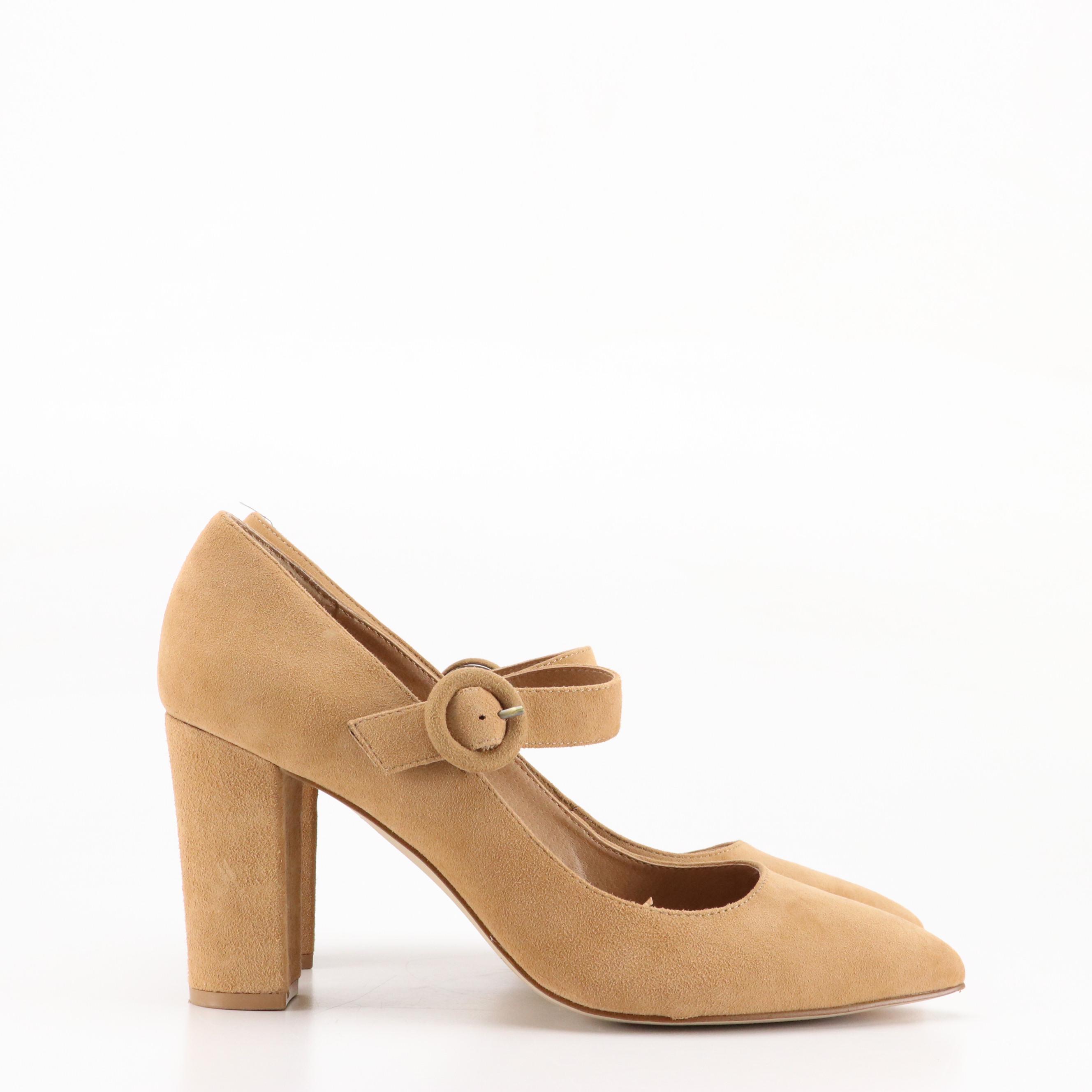 Tahari Beige Suede Buckle-Strap Pumps, J.Crew Metallic Leather Ankle Strap Heels