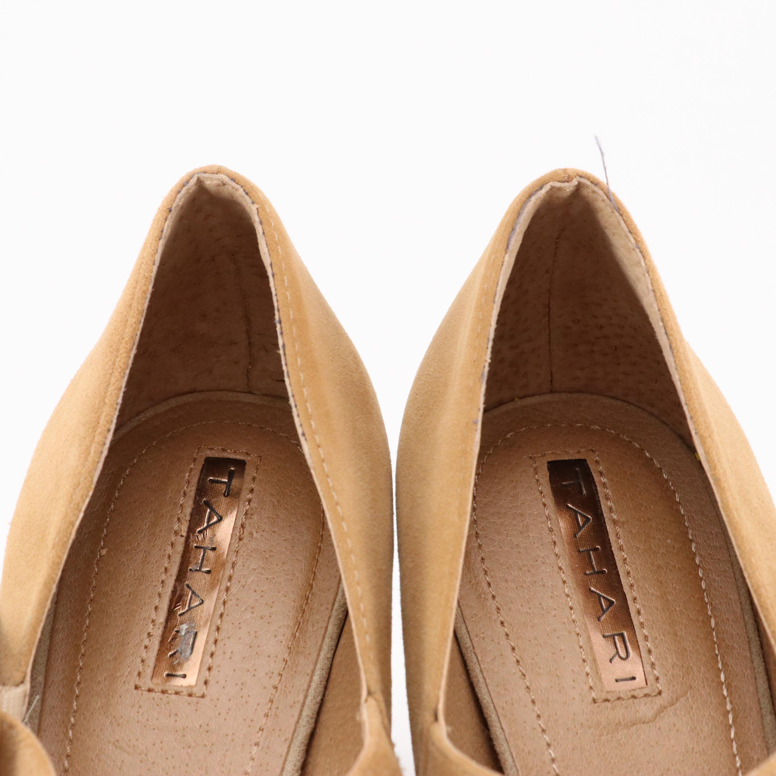 Tahari Beige Suede Buckle-Strap Pumps, J.Crew Metallic Leather Ankle Strap Heels