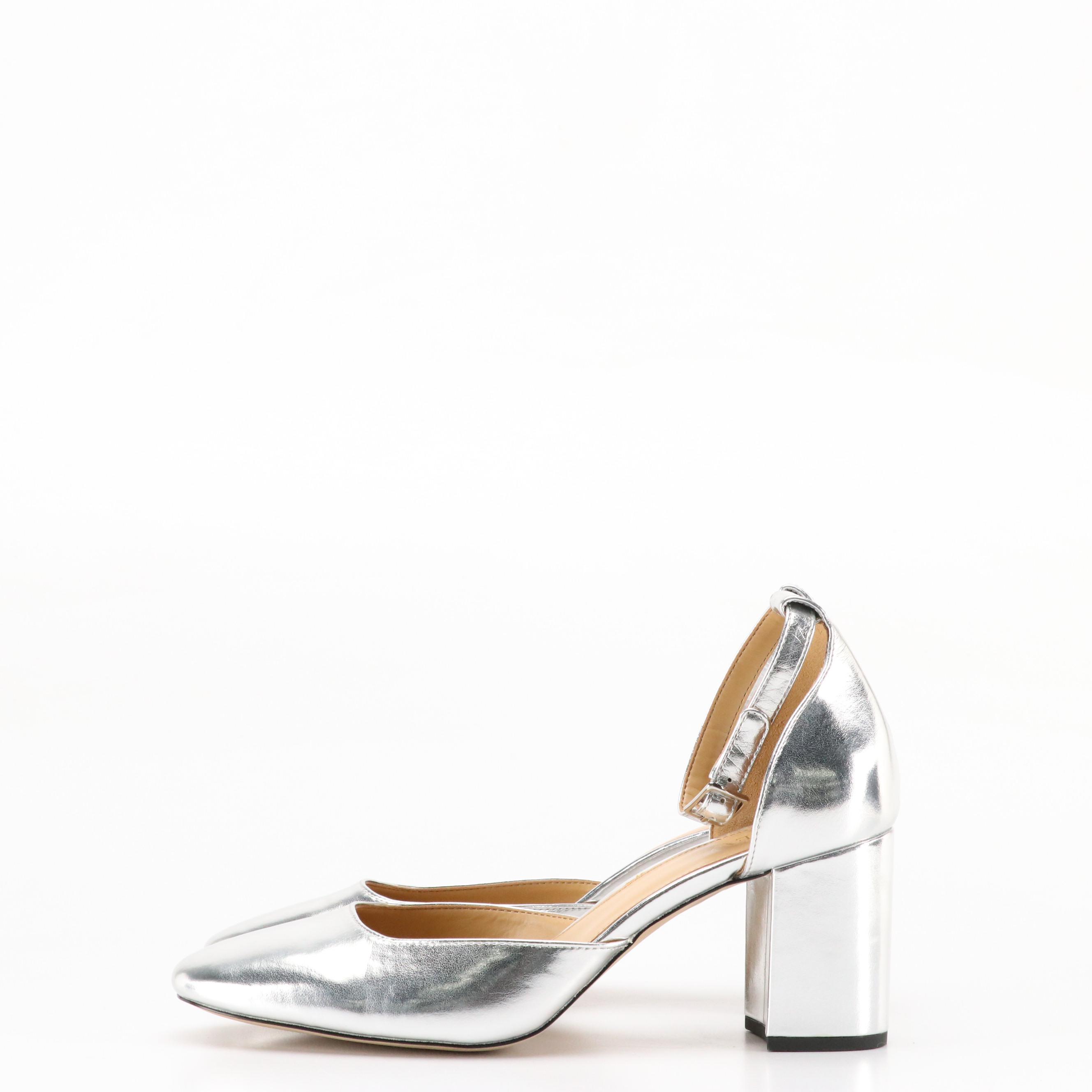 Tahari Beige Suede Buckle-Strap Pumps, J.Crew Metallic Leather Ankle Strap Heels
