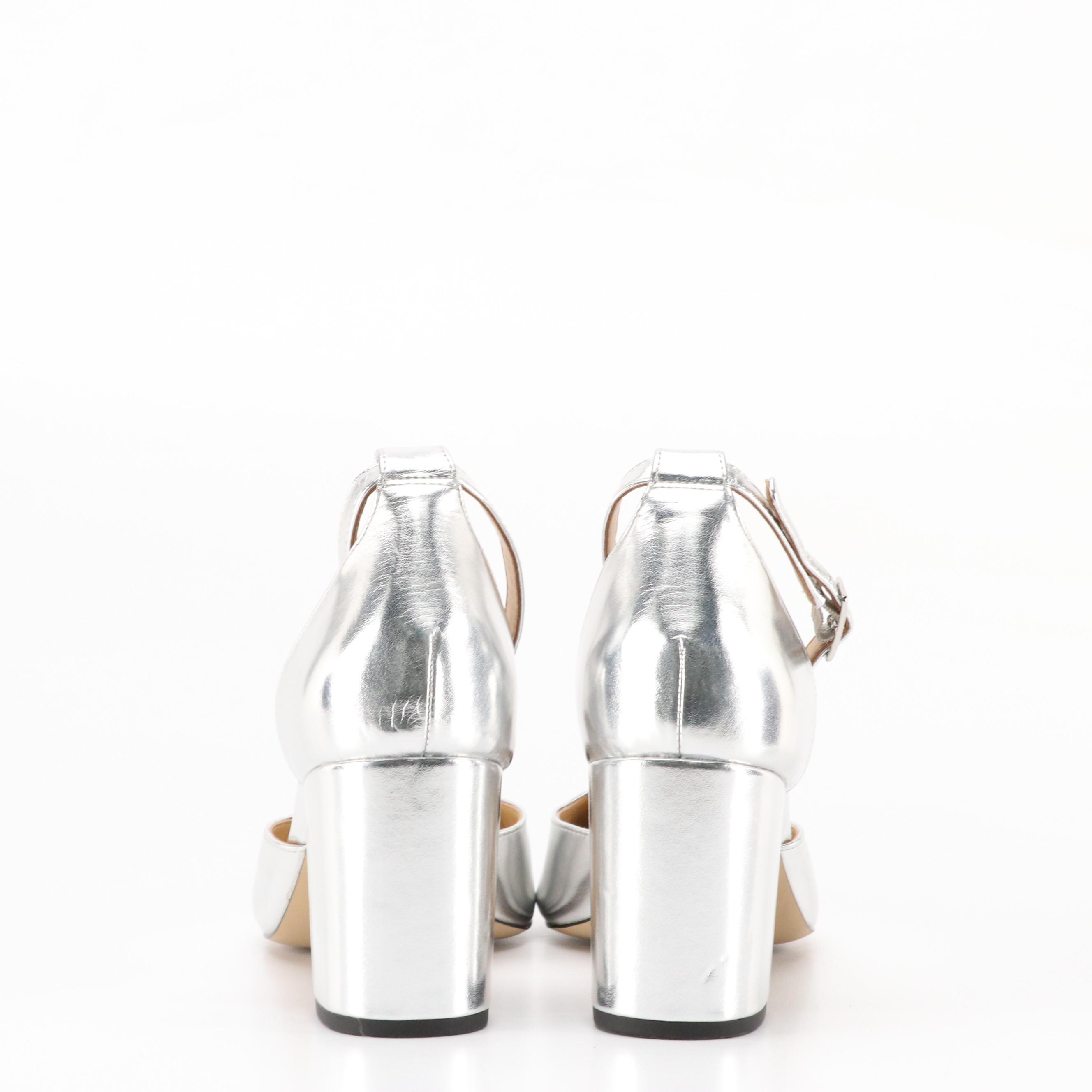 Tahari Beige Suede Buckle-Strap Pumps, J.Crew Metallic Leather Ankle Strap Heels