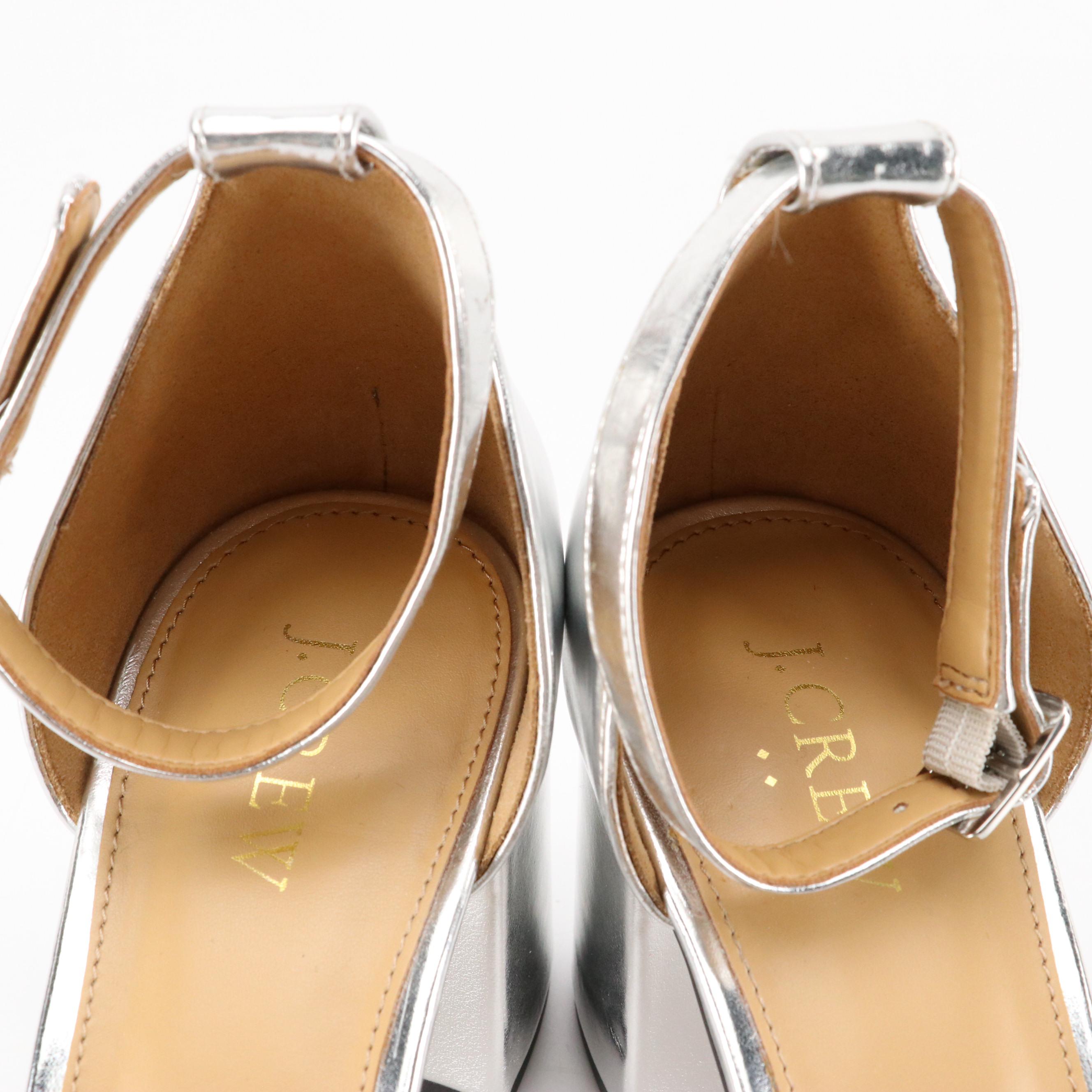 Tahari Beige Suede Buckle-Strap Pumps, J.Crew Metallic Leather Ankle Strap Heels