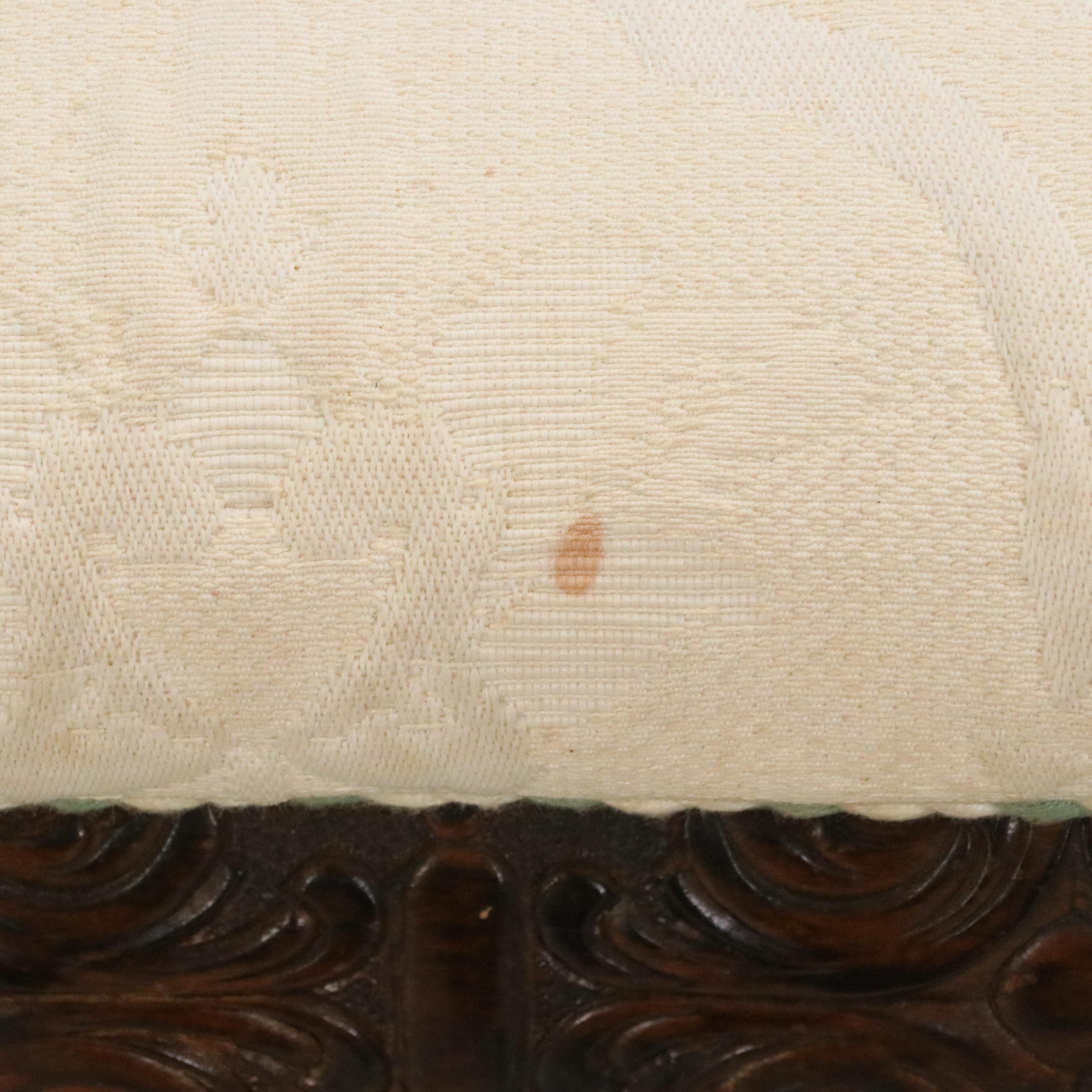 Queen Anne Style Upholstered Wood Bench, 20th Century